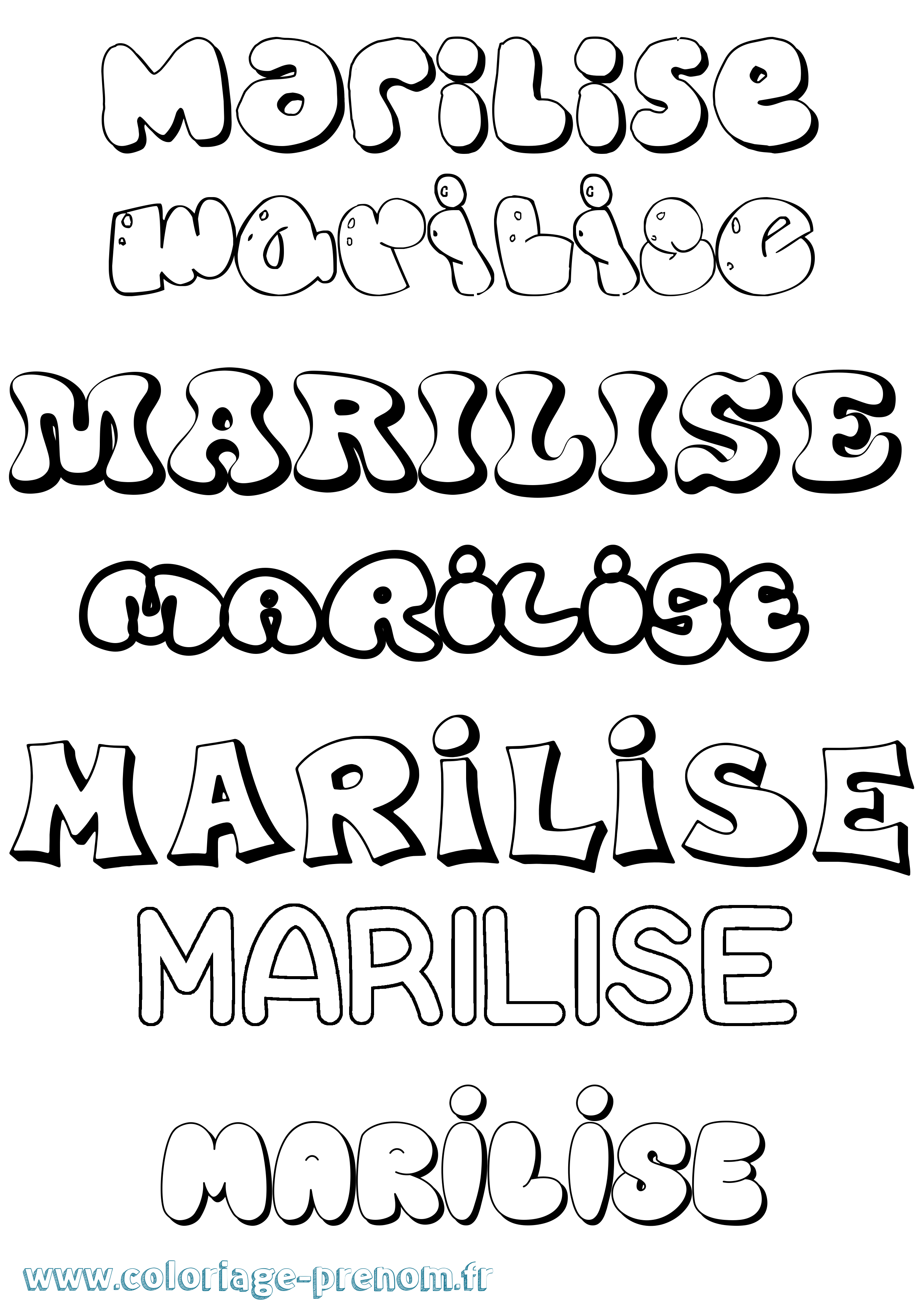 Coloriage Marilise Bubble Coloriage prénom Marilise Bubble