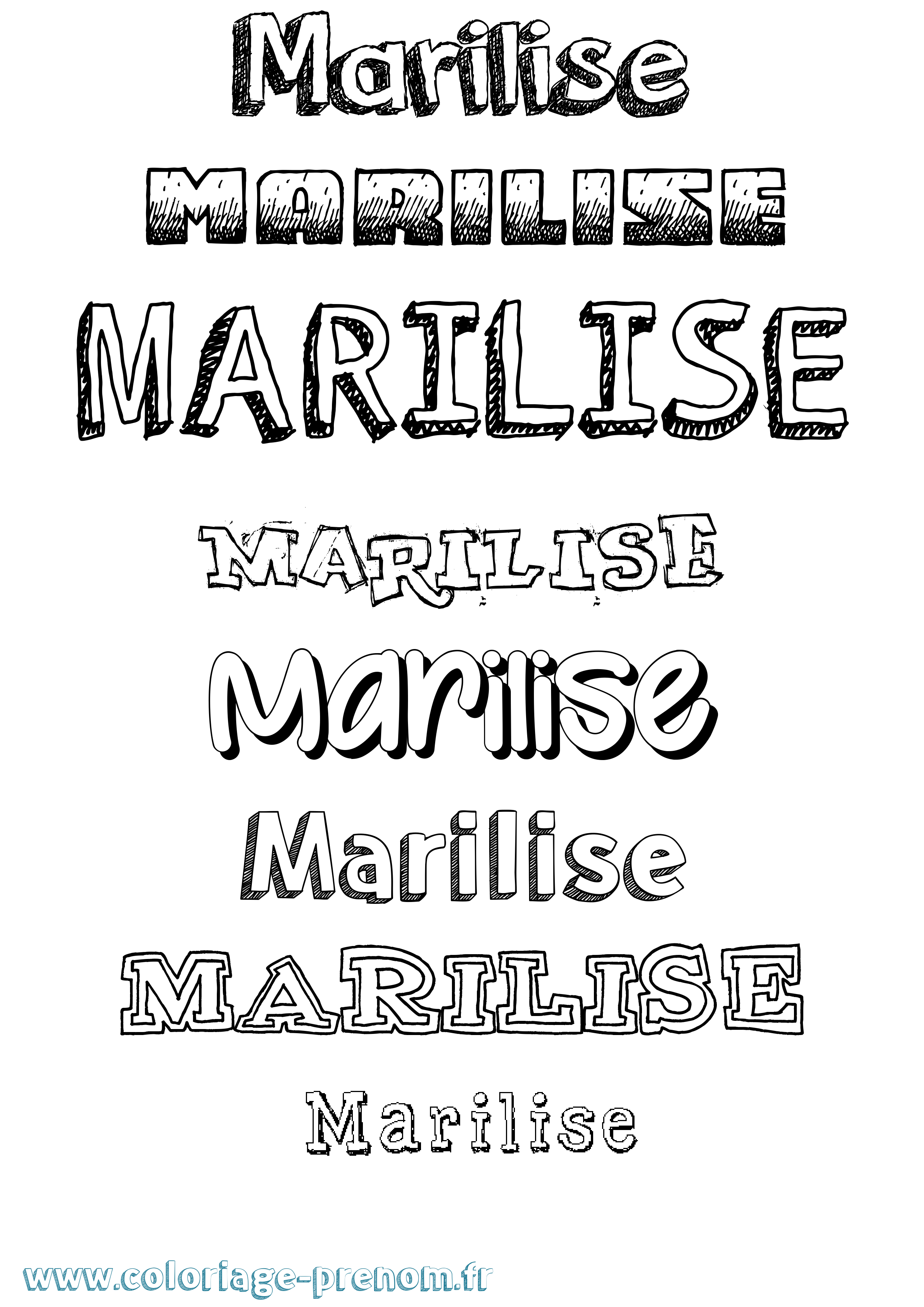 Coloriage Marilise Dessiné Coloriage prénom Marilise Dessiné