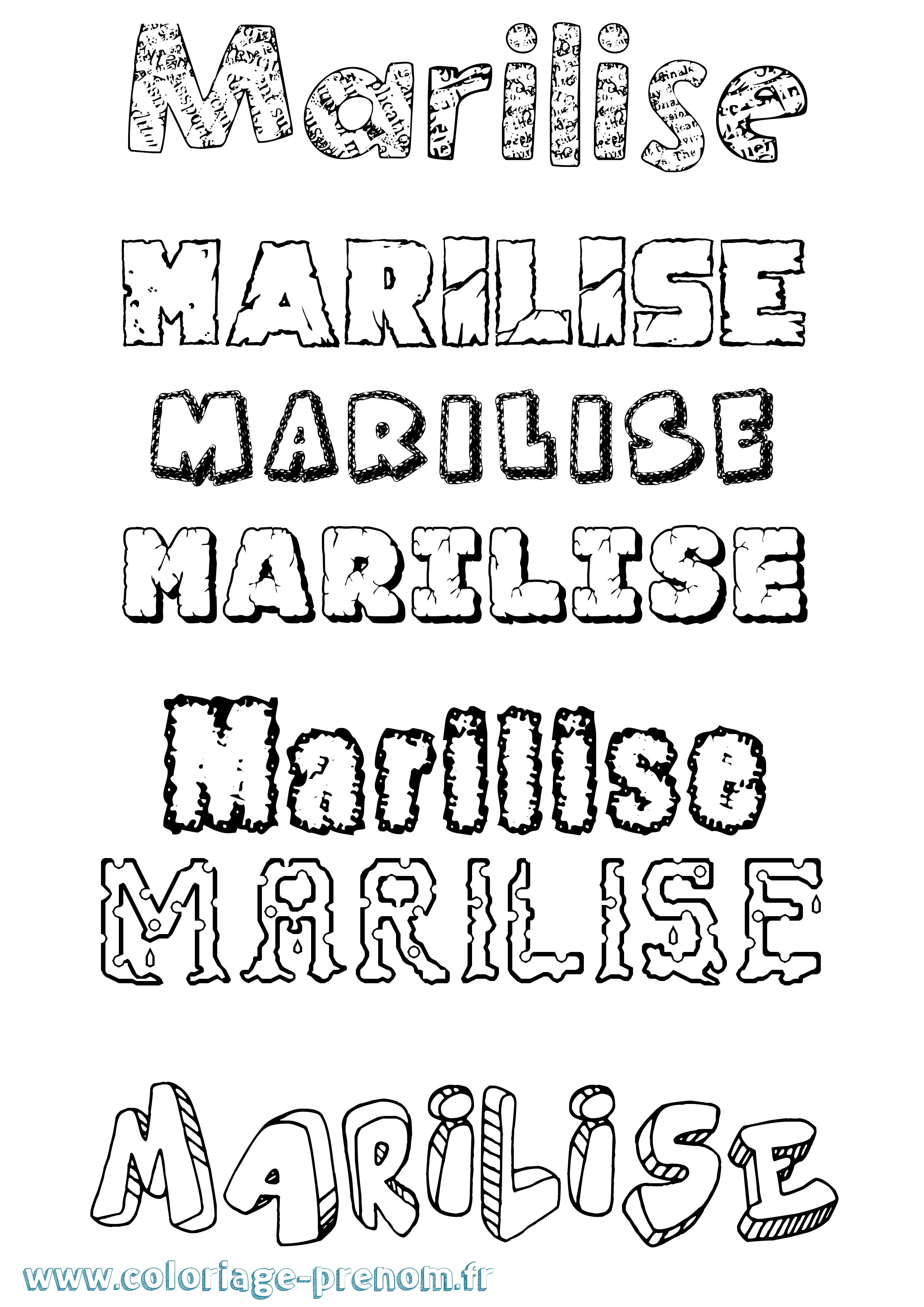 Coloriage Marilise Destructuré Coloriage prénom Marilise Destructuré