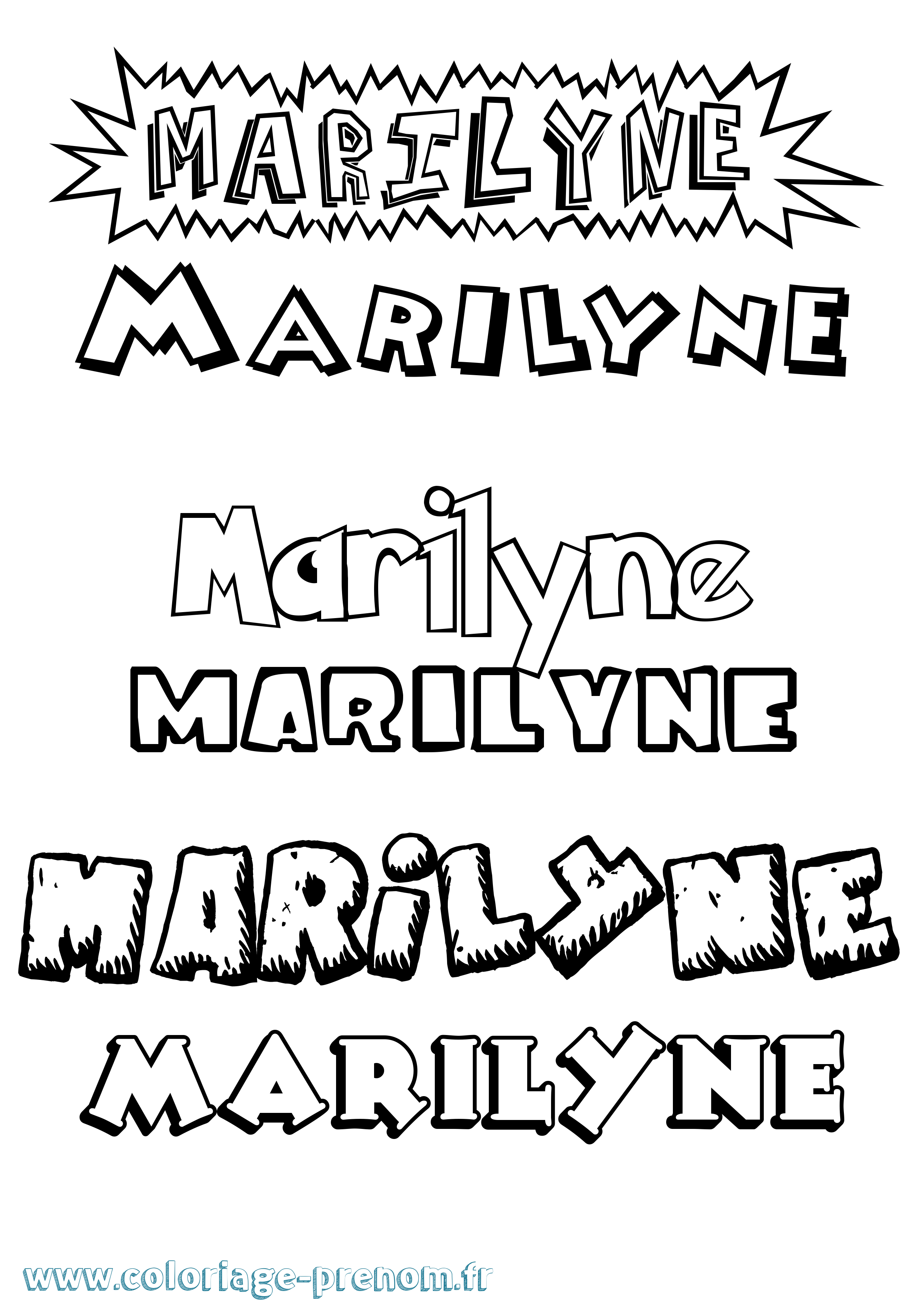 Coloriage Marilyne Dessin Animé Coloriage prénom Marilyne Dessin Animé