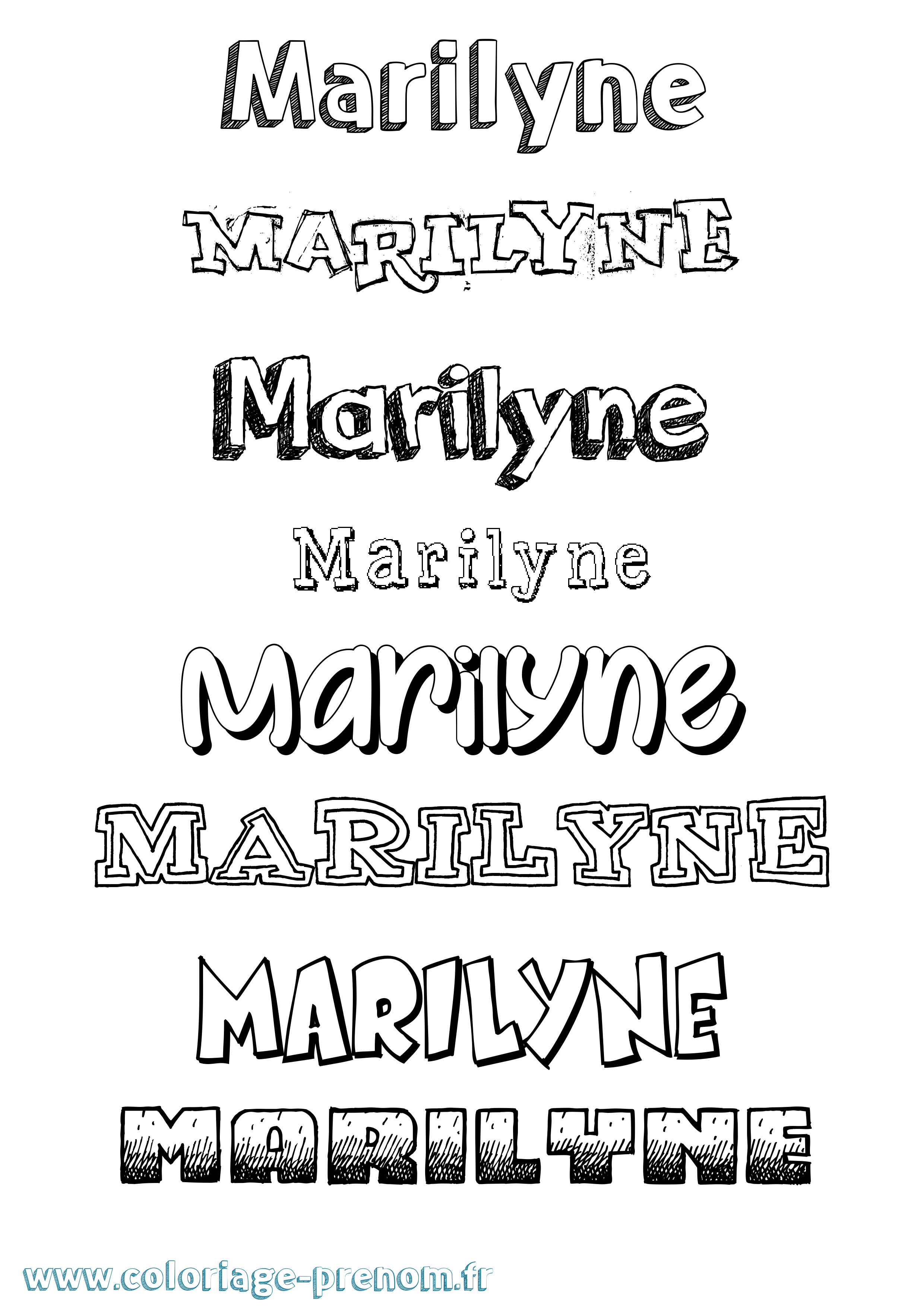 Coloriage Marilyne Dessiné Coloriage prénom Marilyne Dessiné