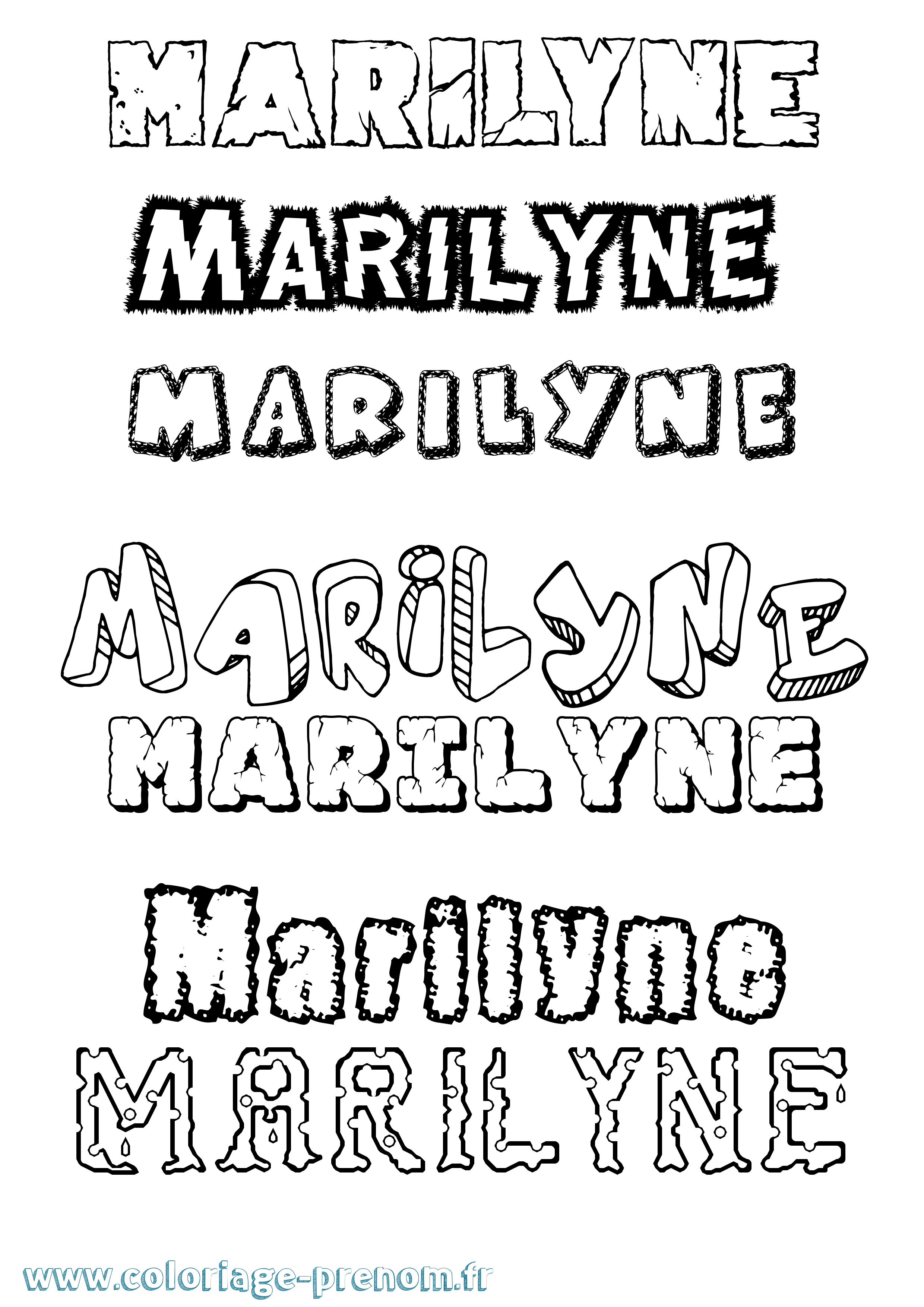 Coloriage Marilyne Destructuré Coloriage prénom Marilyne Destructuré