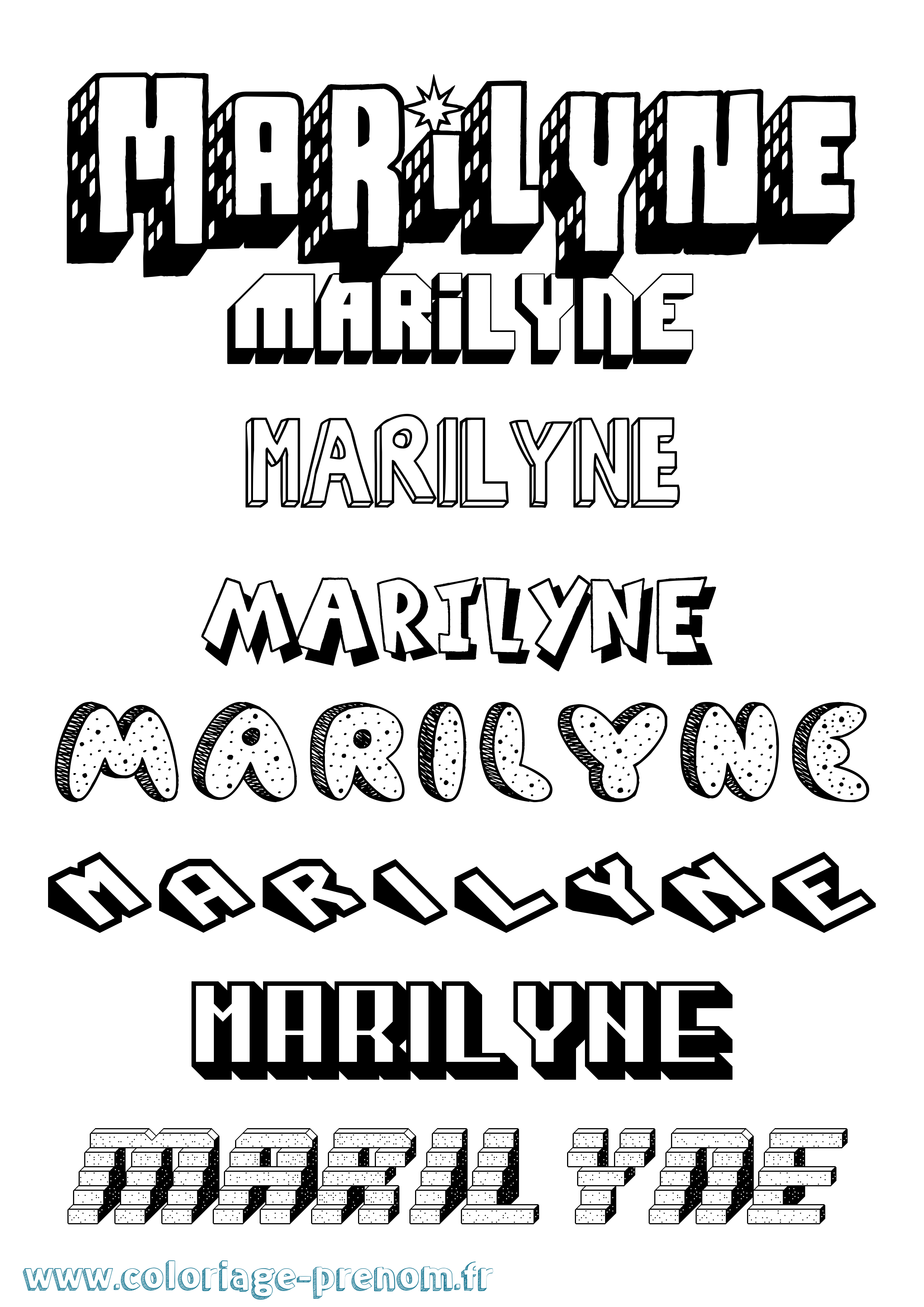 Coloriage Marilyne Effet 3D Coloriage prénom Marilyne Effet 3D