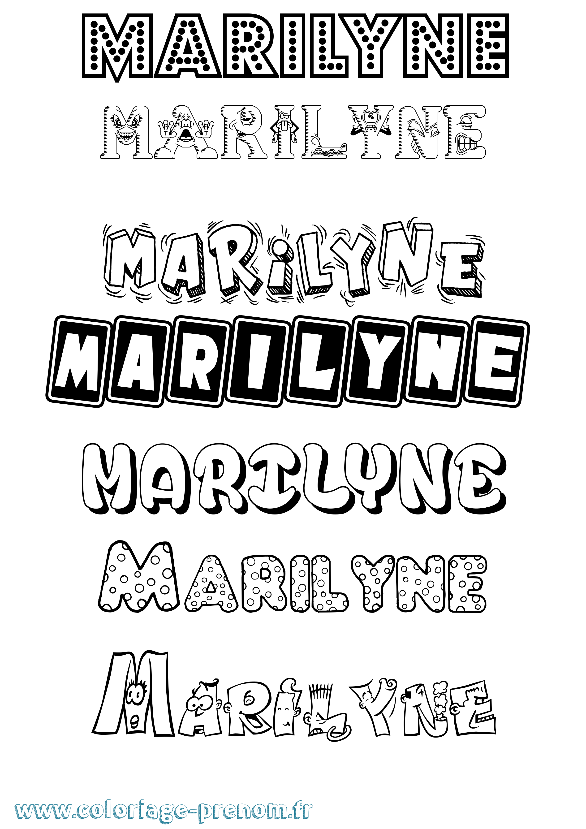 Coloriage Marilyne Fun Coloriage prénom Marilyne Fun