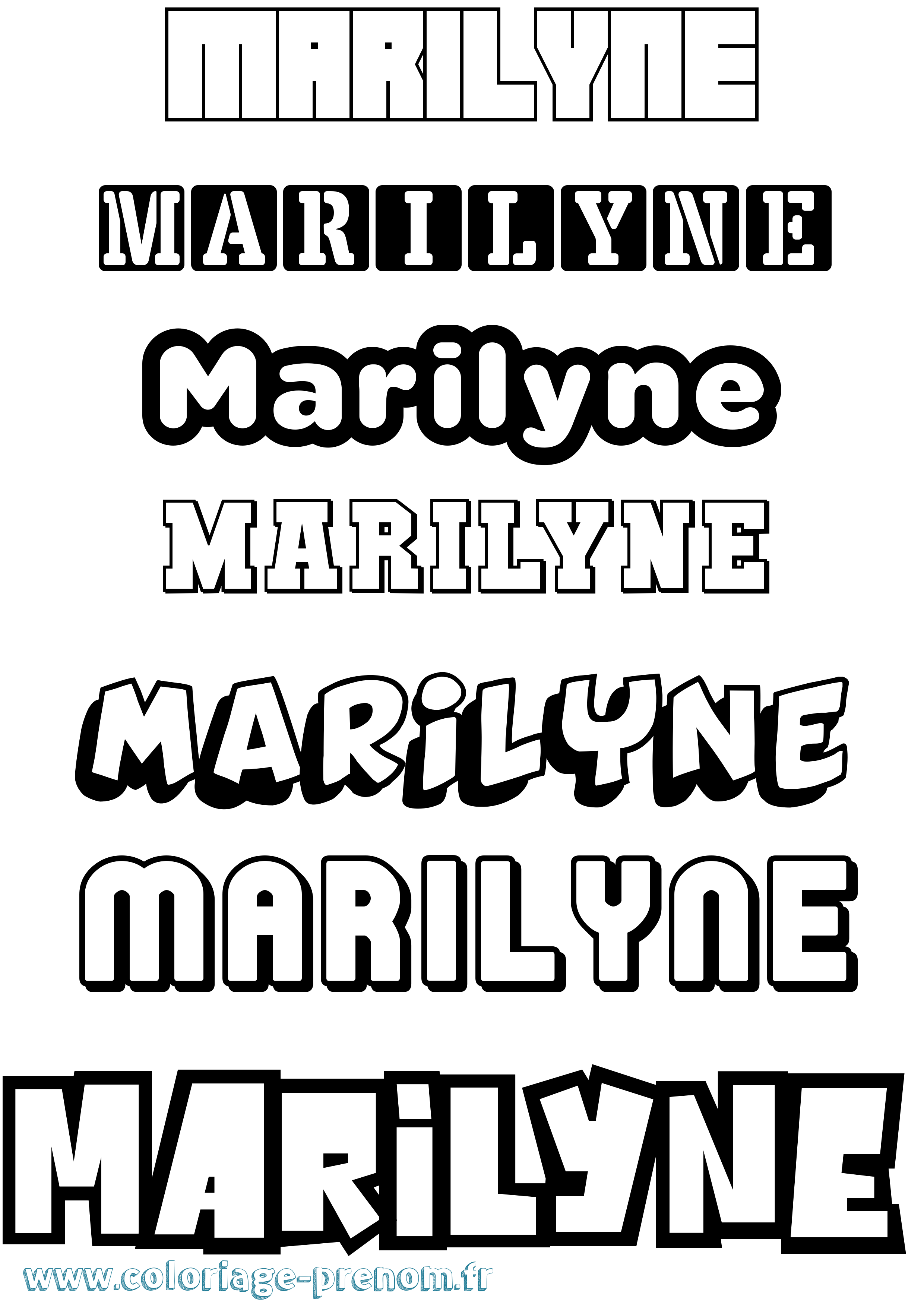 Coloriage Marilyne Simple Coloriage prénom Marilyne Simple