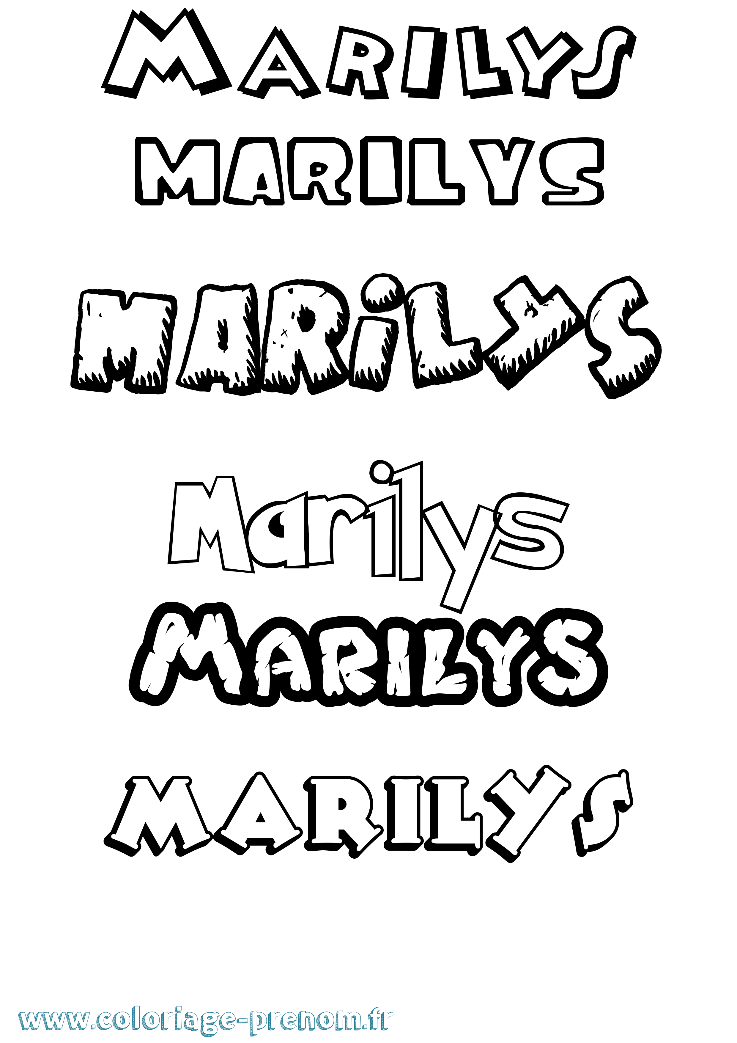 Coloriage Marilys Dessin Animé Coloriage prénom Marilys Dessin Animé