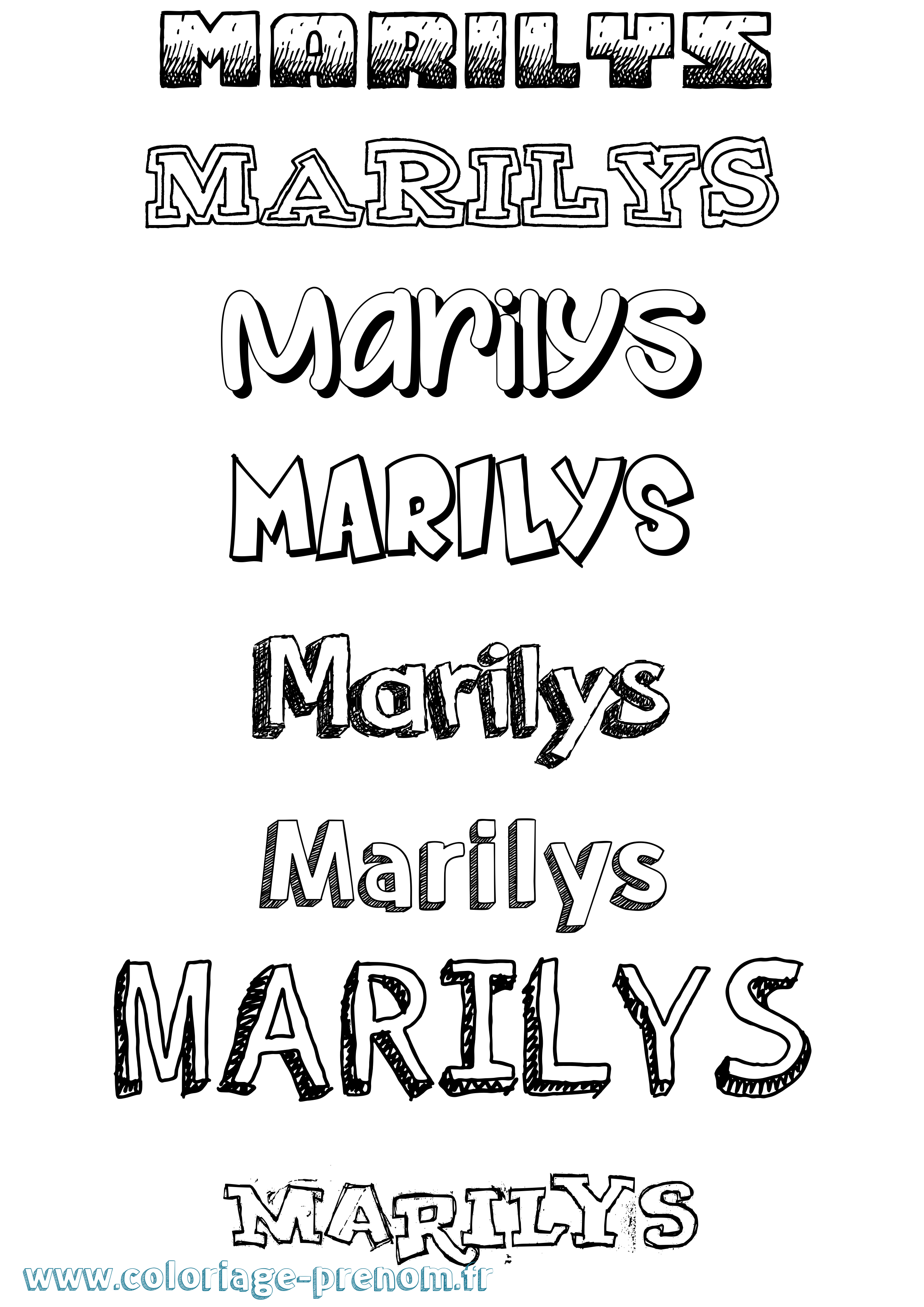 Coloriage Marilys Dessiné Coloriage prénom Marilys Dessiné