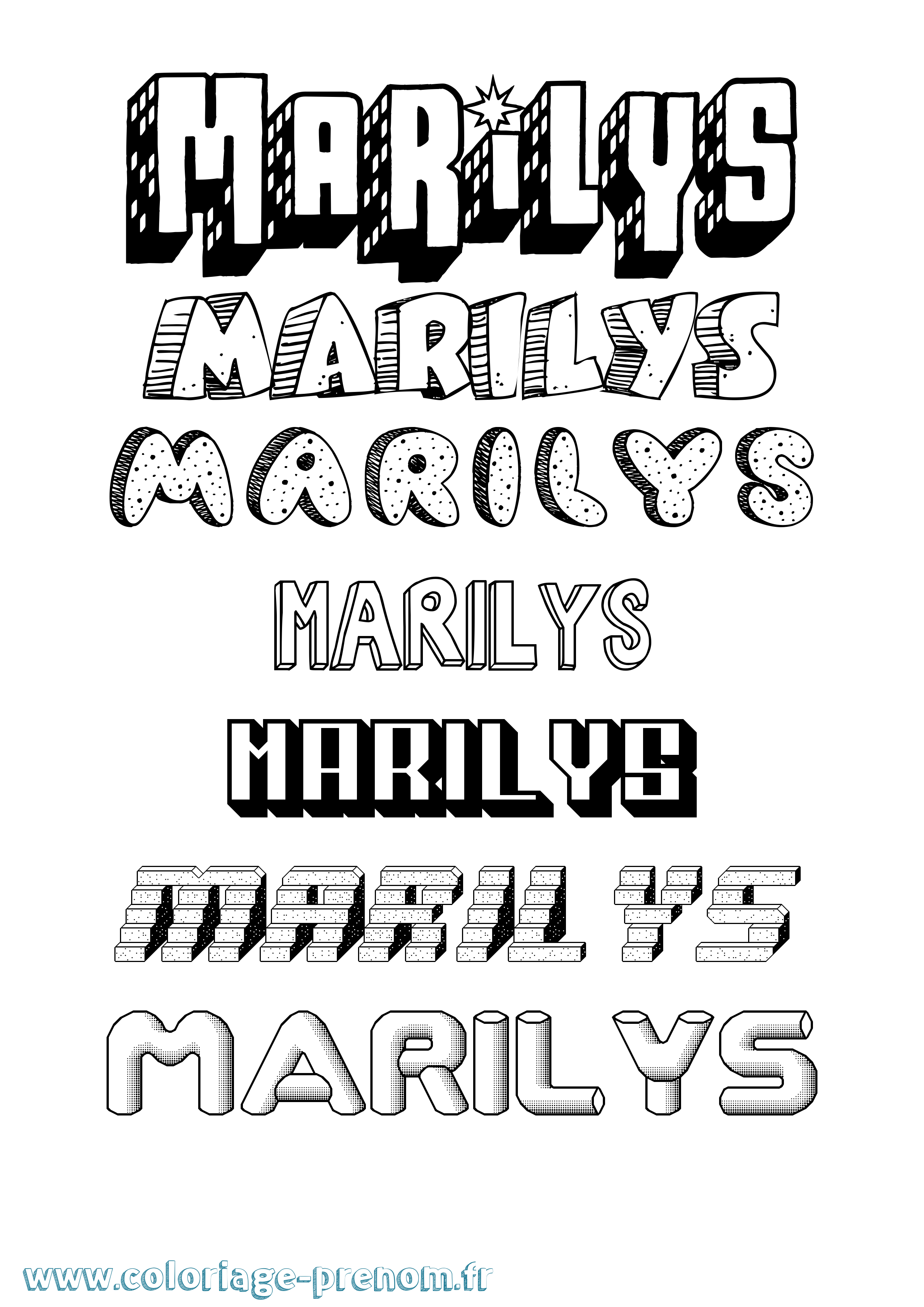 Coloriage Marilys Effet 3D Coloriage prénom Marilys Effet 3D