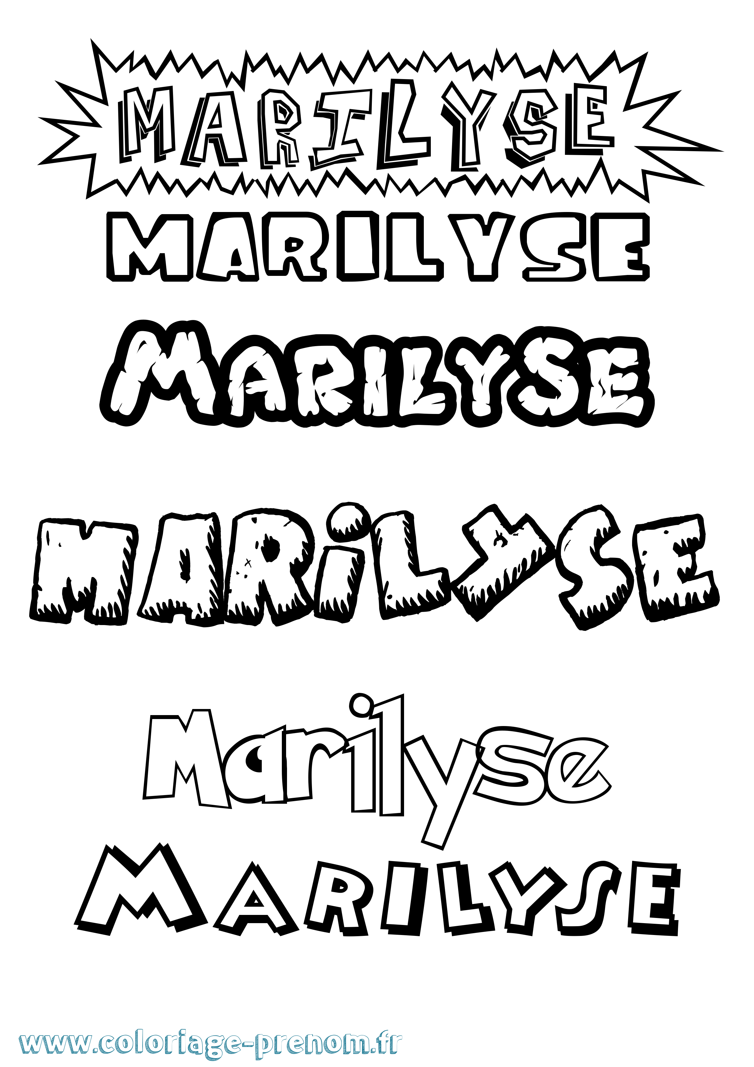 Coloriage Marilyse Dessin Animé Coloriage prénom Marilyse Dessin Animé
