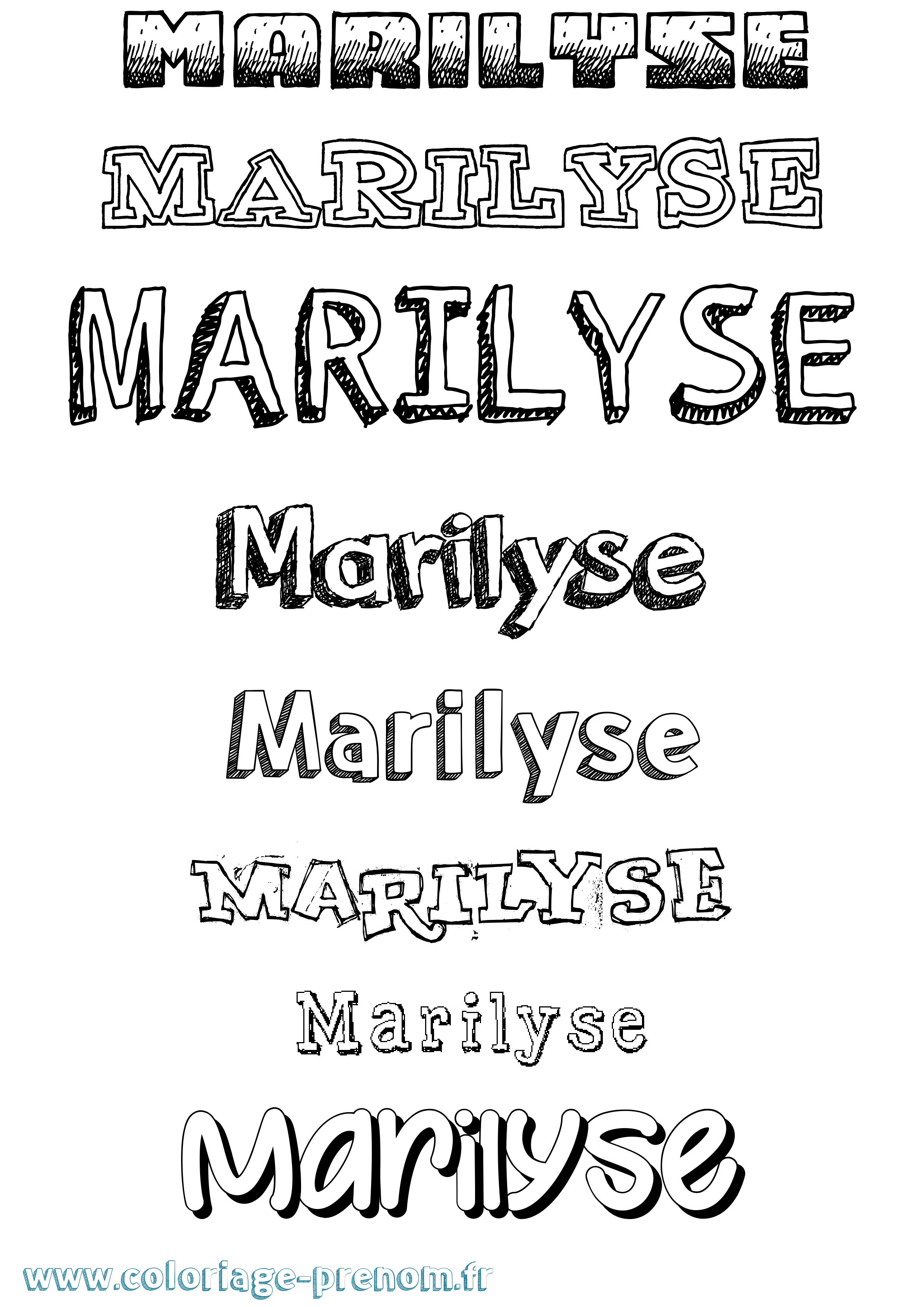 Coloriage Marilyse Dessiné Coloriage prénom Marilyse Dessiné