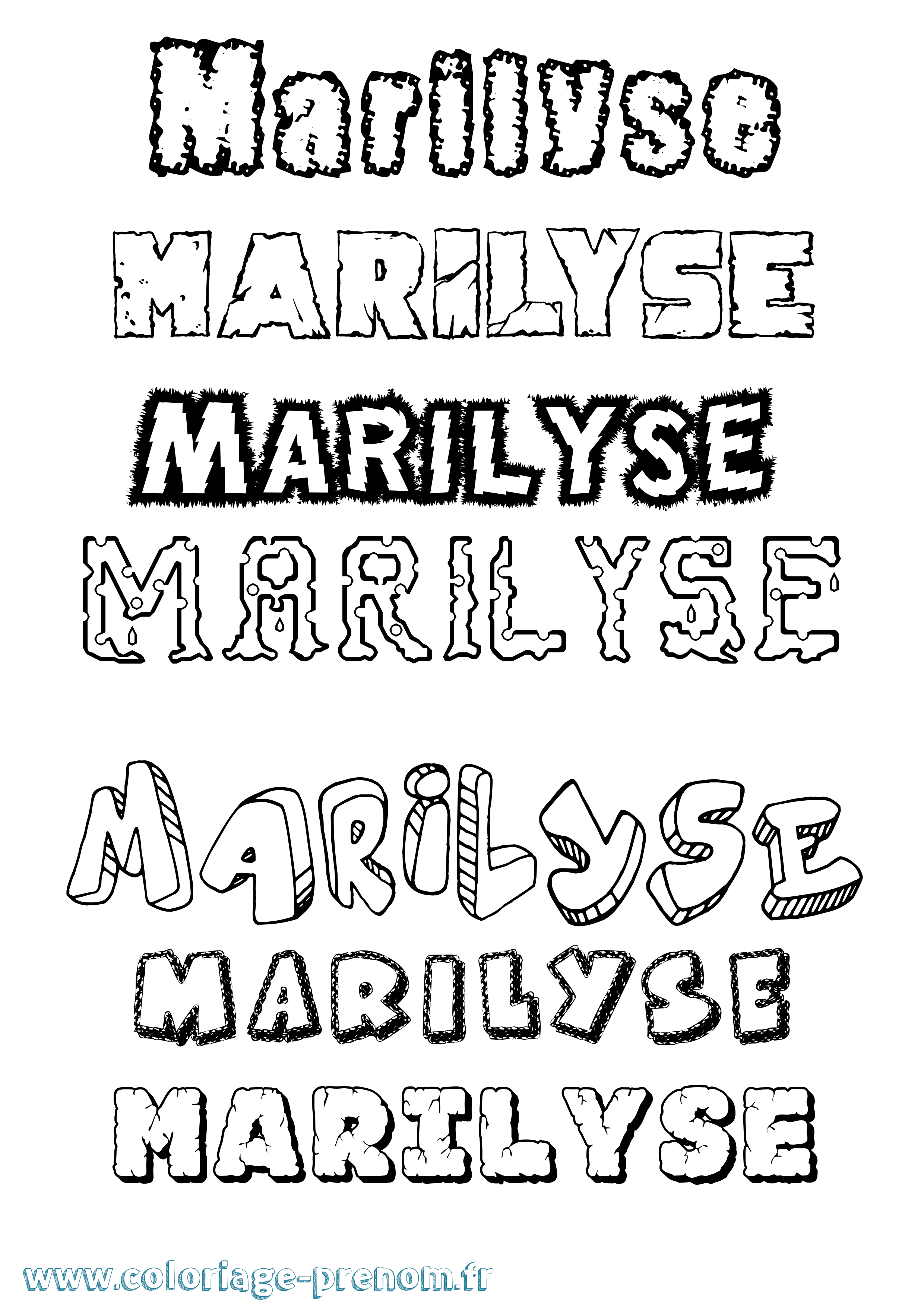 Coloriage Marilyse Destructuré Coloriage prénom Marilyse Destructuré