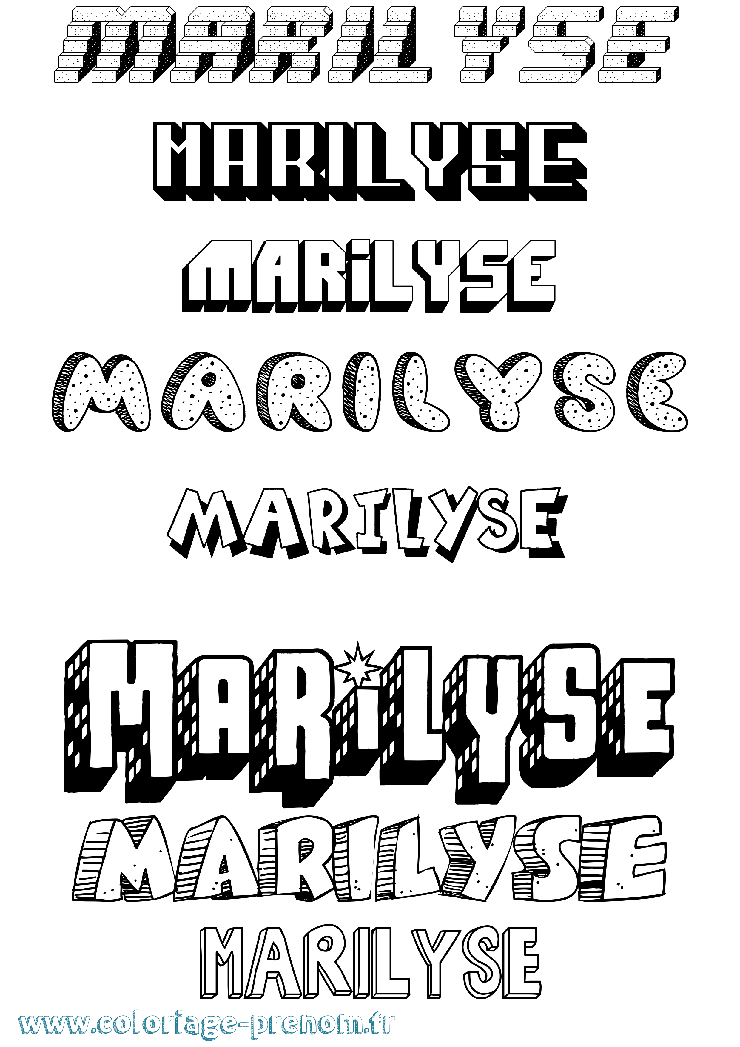 Coloriage Marilyse Effet 3D Coloriage prénom Marilyse Effet 3D