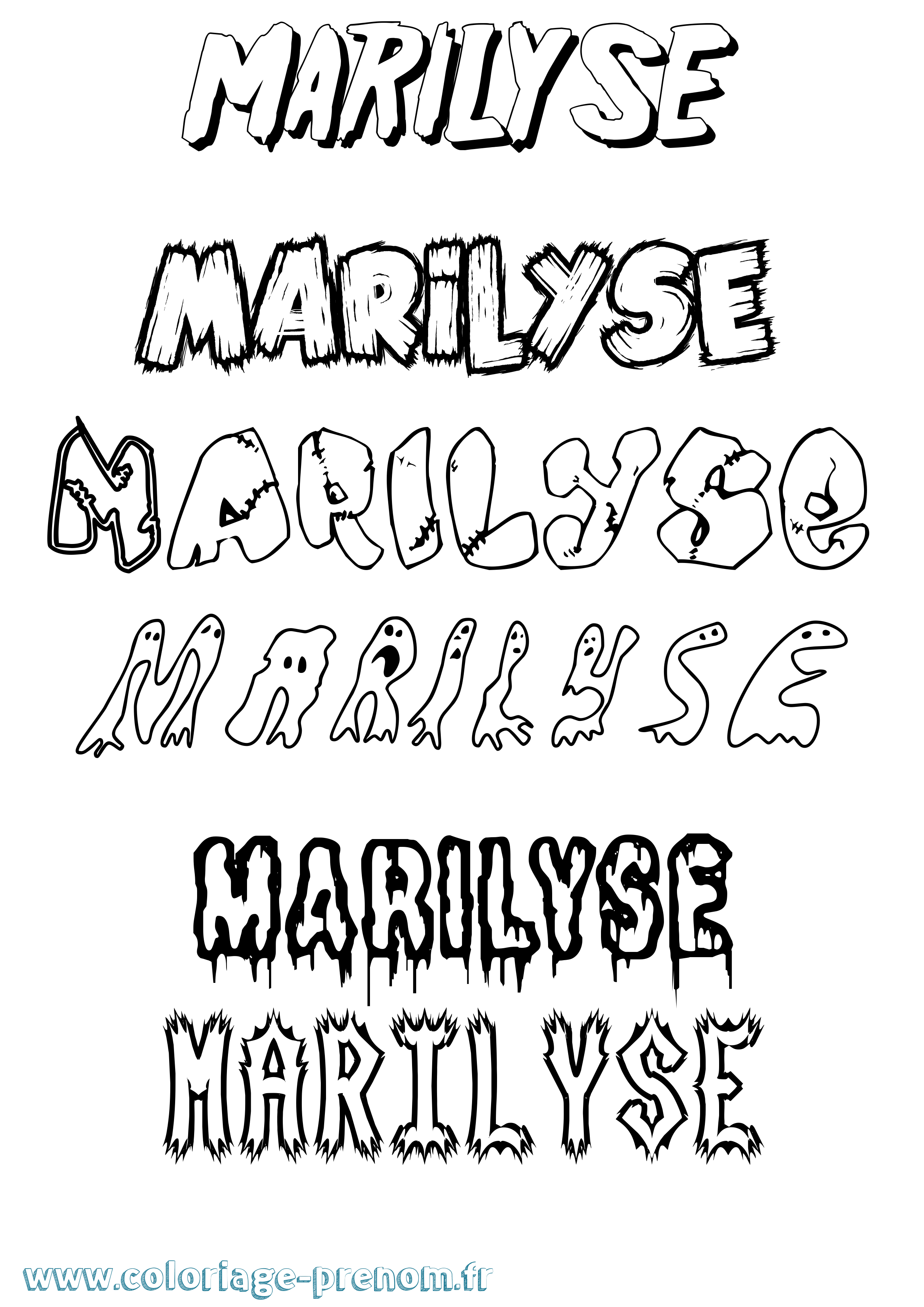 Coloriage Marilyse Frisson Coloriage prénom Marilyse Frisson