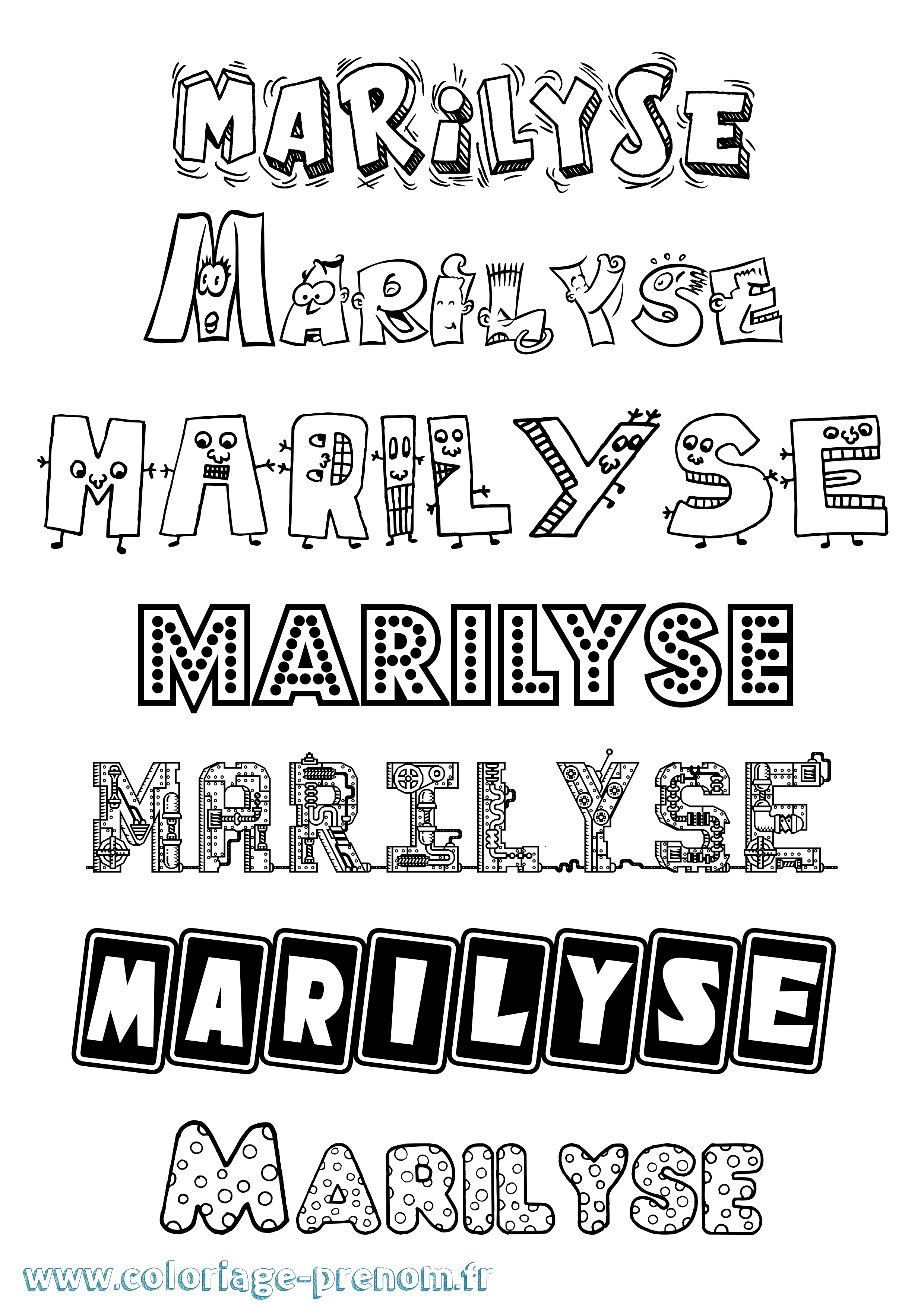 Coloriage Marilyse Fun Coloriage prénom Marilyse Fun