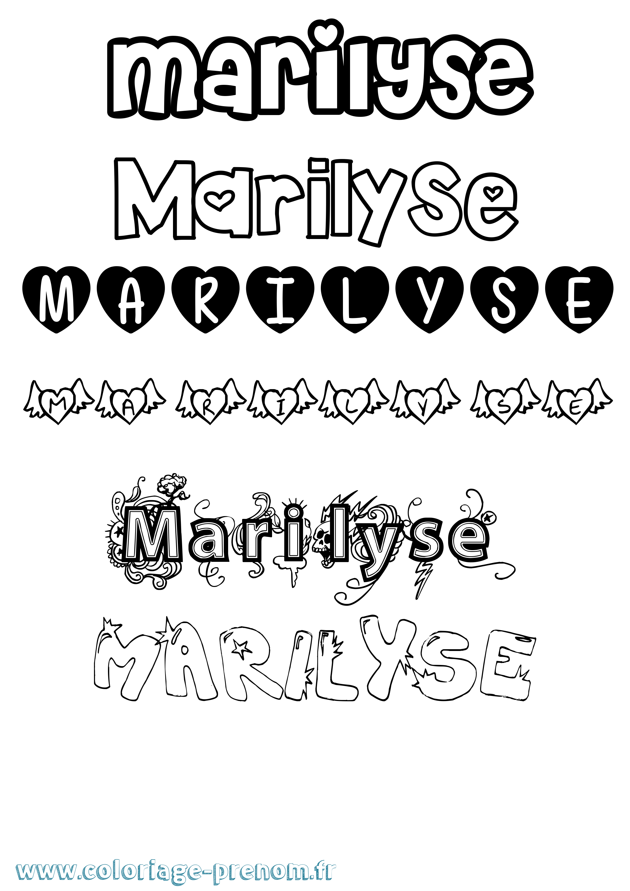Coloriage Marilyse Girly Coloriage prénom Marilyse Girly