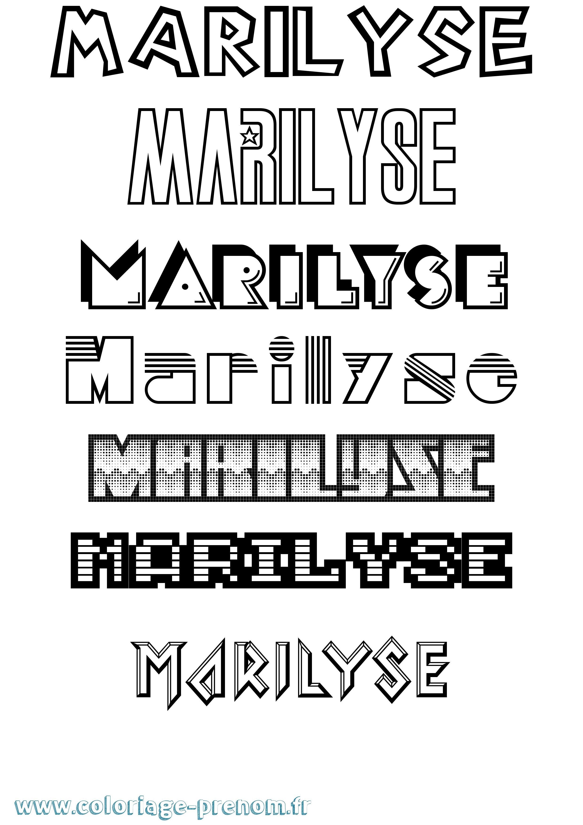 Coloriage Marilyse Jeux Vidéos Coloriage prénom Marilyse Jeux Vidéos