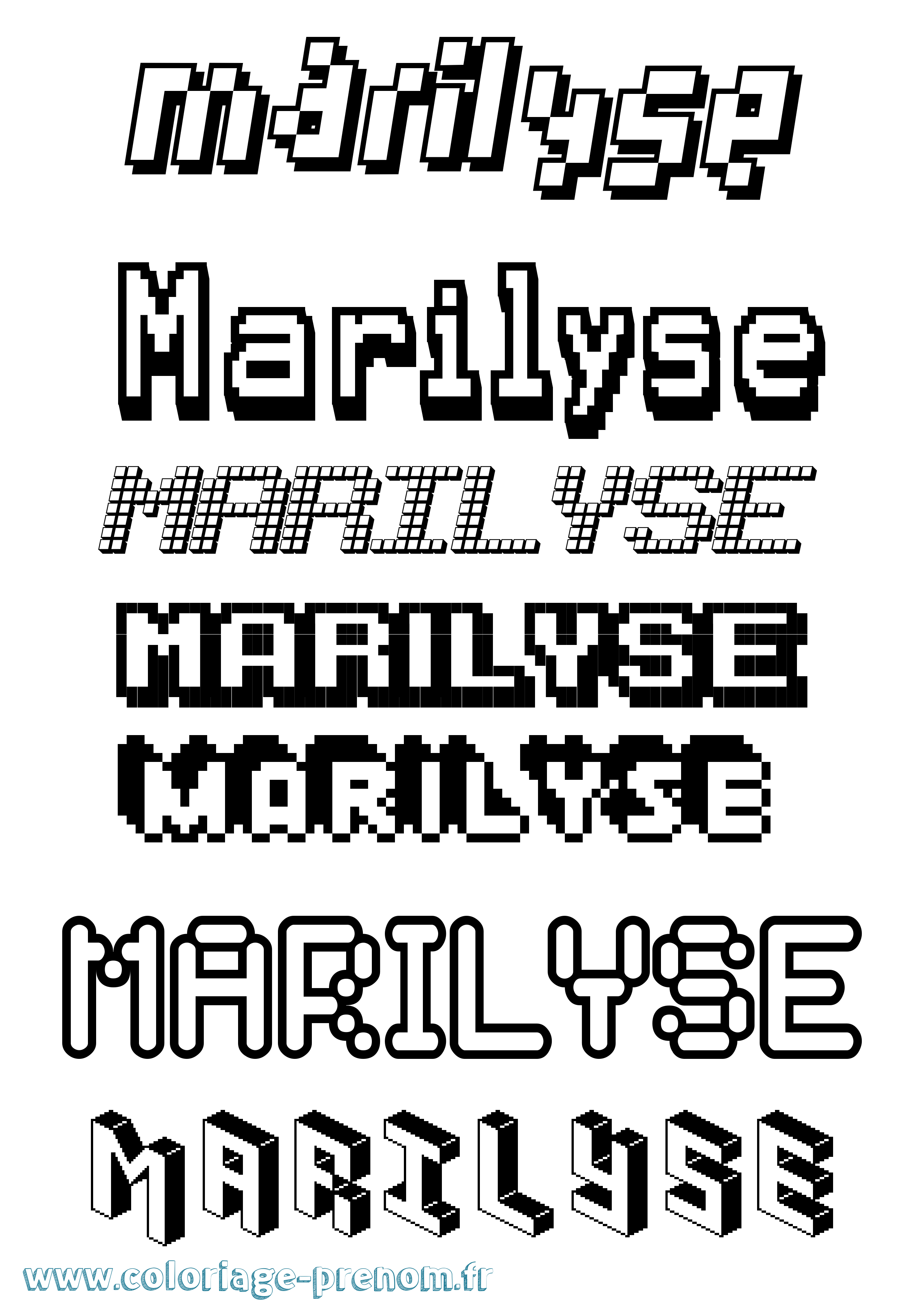 Coloriage Marilyse Pixel Coloriage prénom Marilyse Pixel