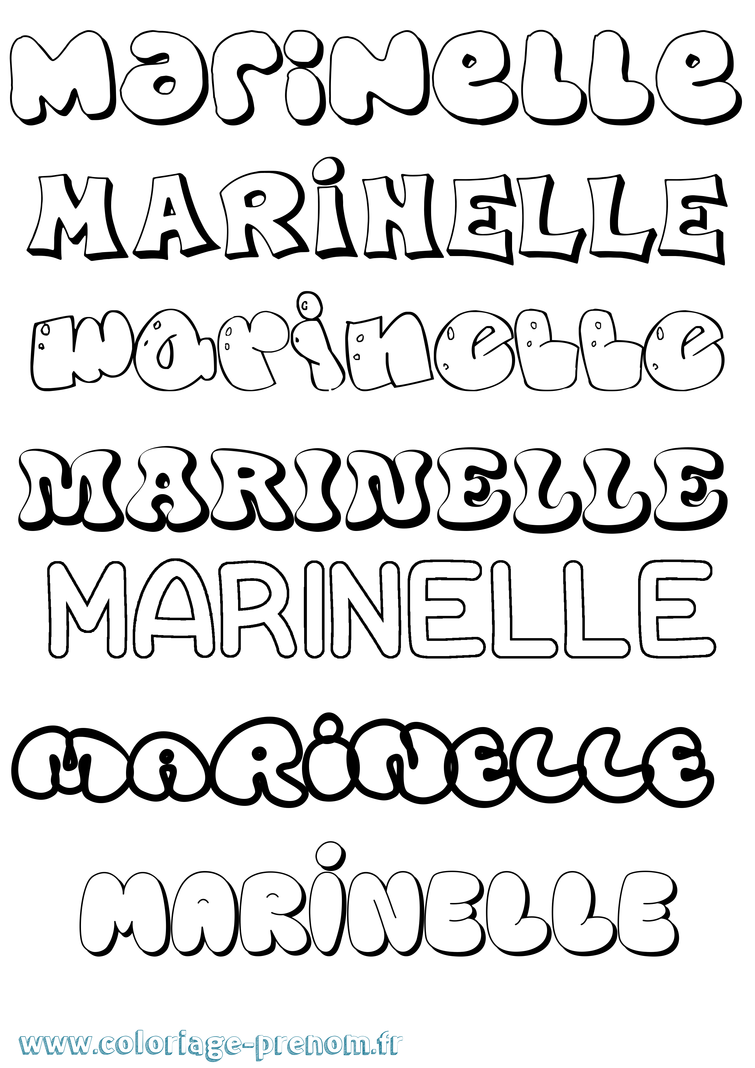 Coloriage Marinelle Bubble Coloriage prénom Marinelle Bubble