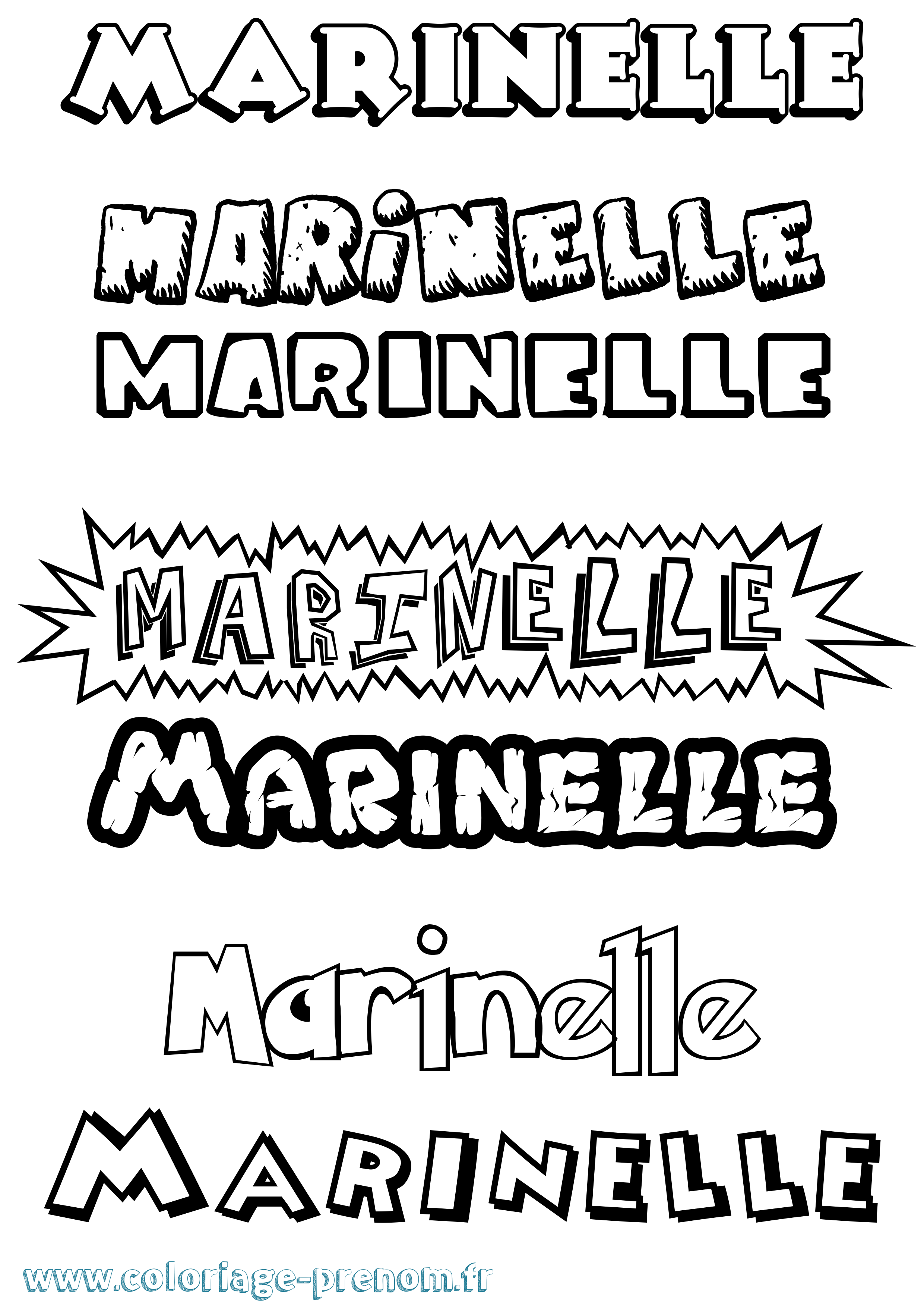 Coloriage Marinelle Dessin Animé Coloriage prénom Marinelle Dessin Animé