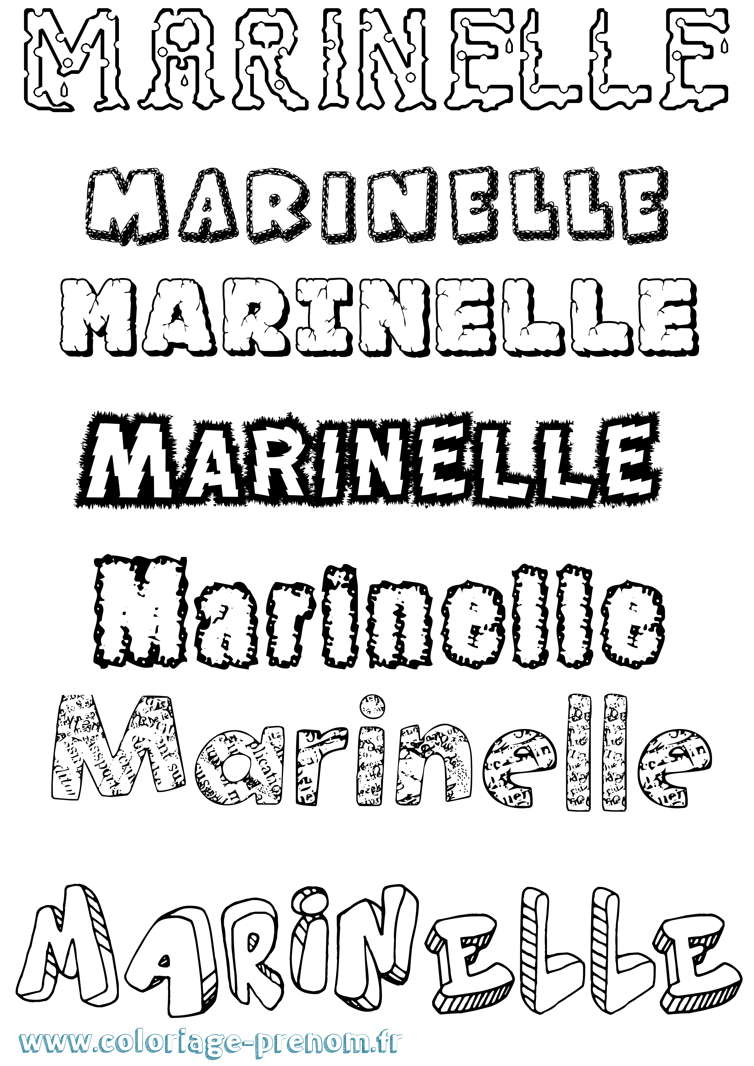 Coloriage Marinelle Destructuré Coloriage prénom Marinelle Destructuré