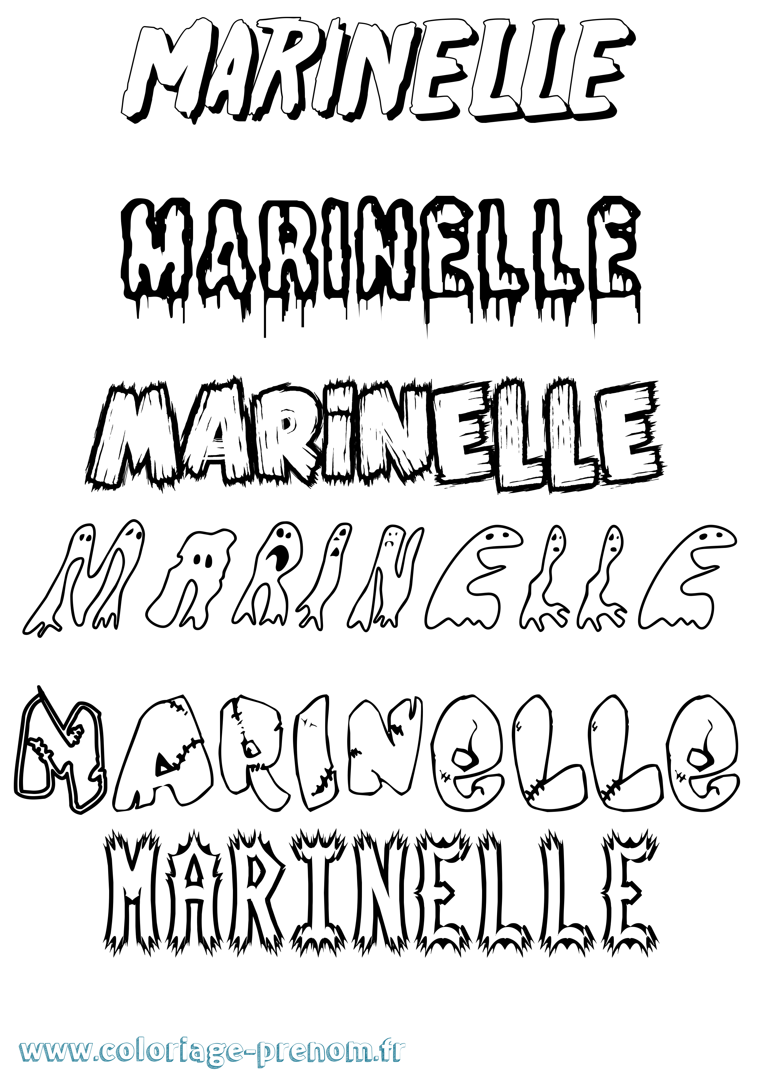 Coloriage Marinelle Frisson Coloriage prénom Marinelle Frisson