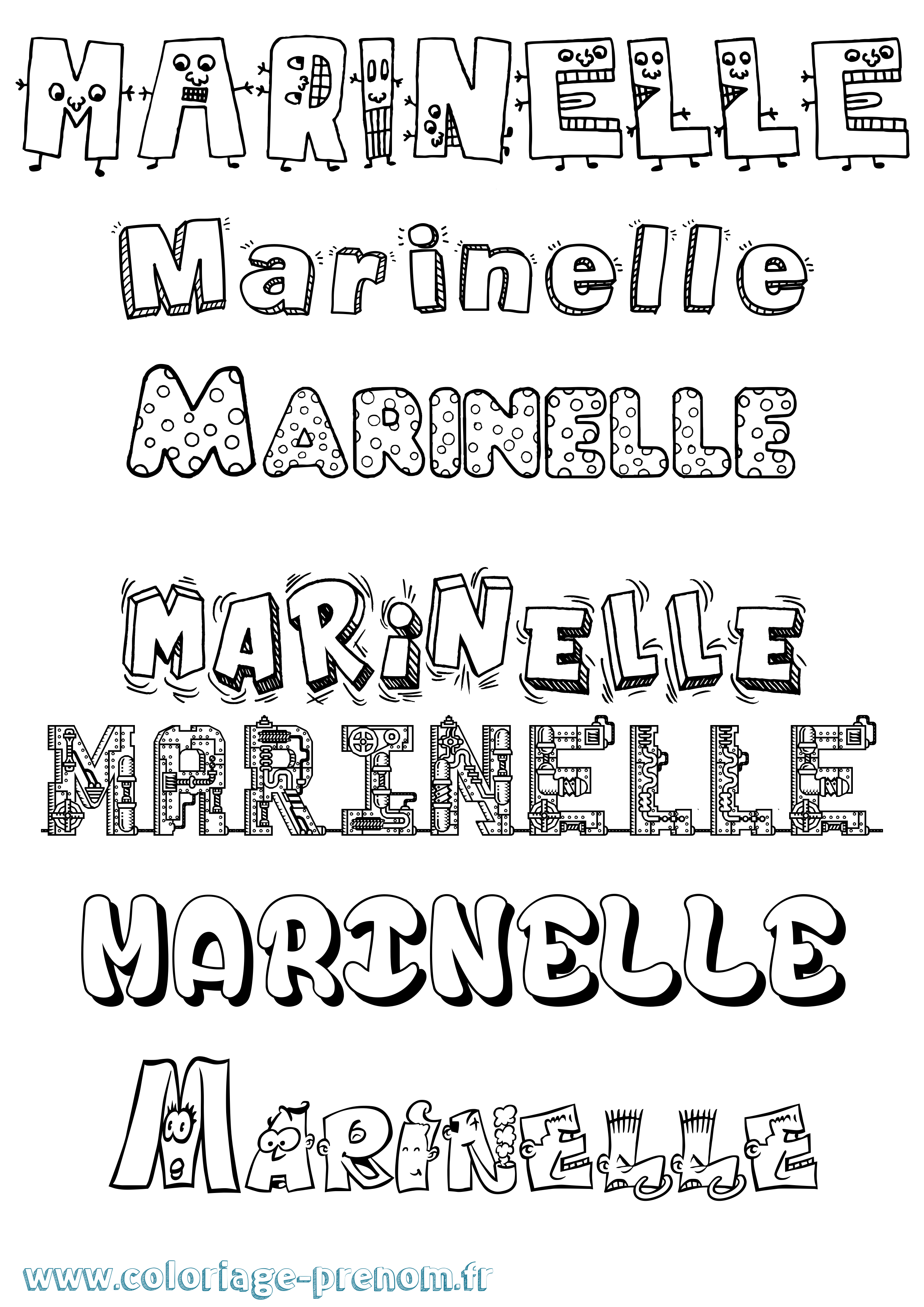 Coloriage Marinelle Fun Coloriage prénom Marinelle Fun
