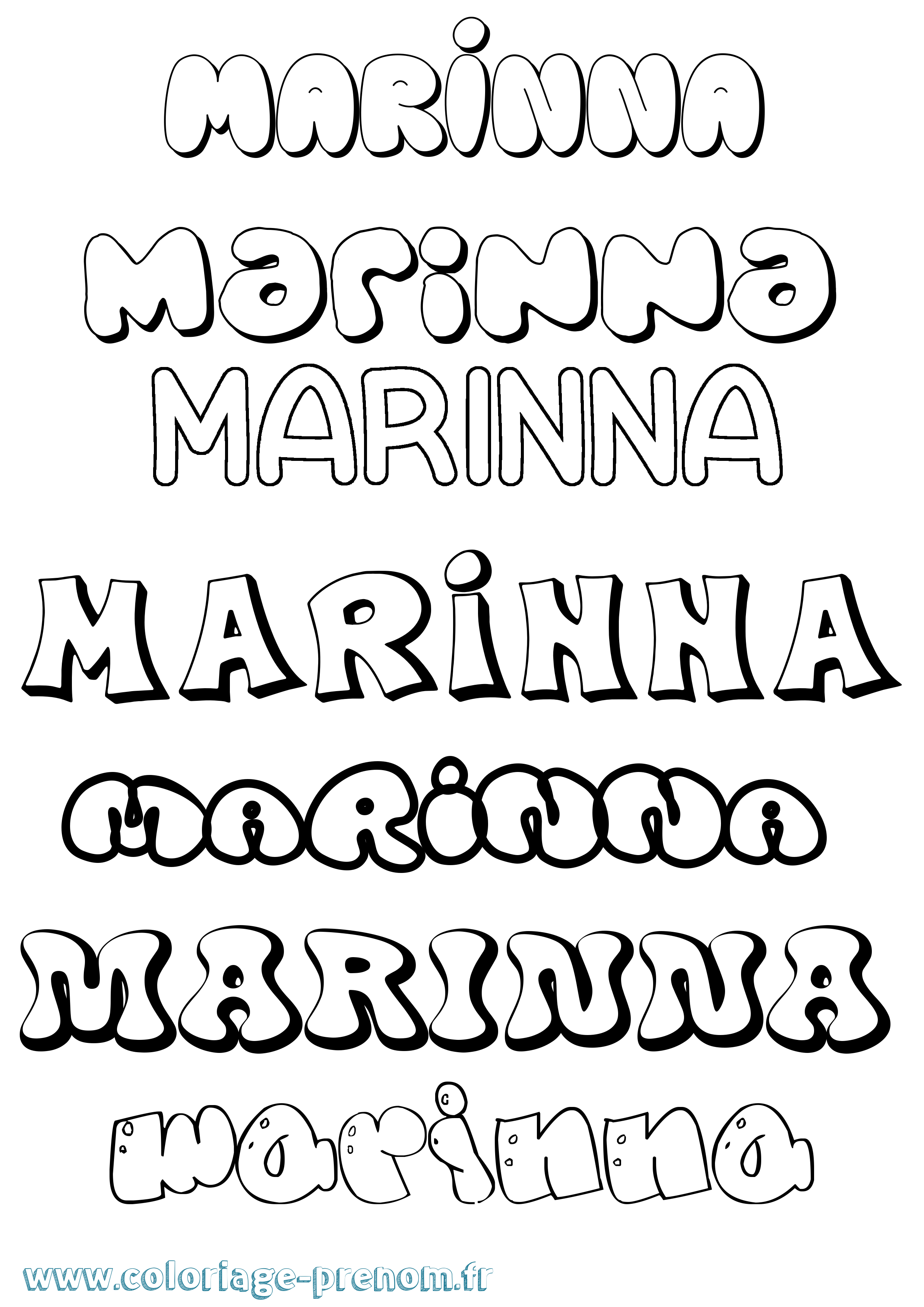 Coloriage Marinna Bubble Coloriage prénom Marinna Bubble
