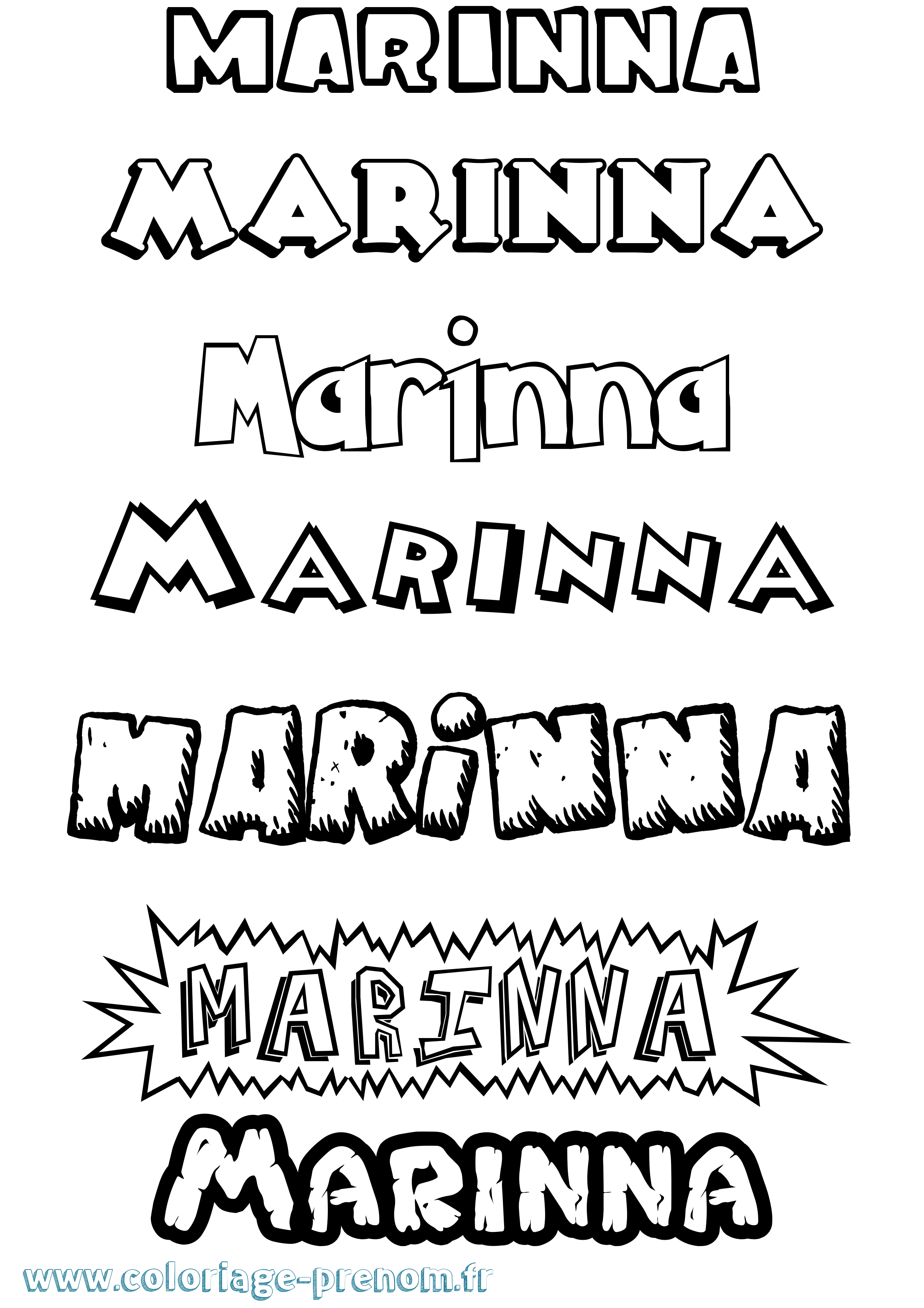 Coloriage Marinna Dessin Animé Coloriage prénom Marinna Dessin Animé