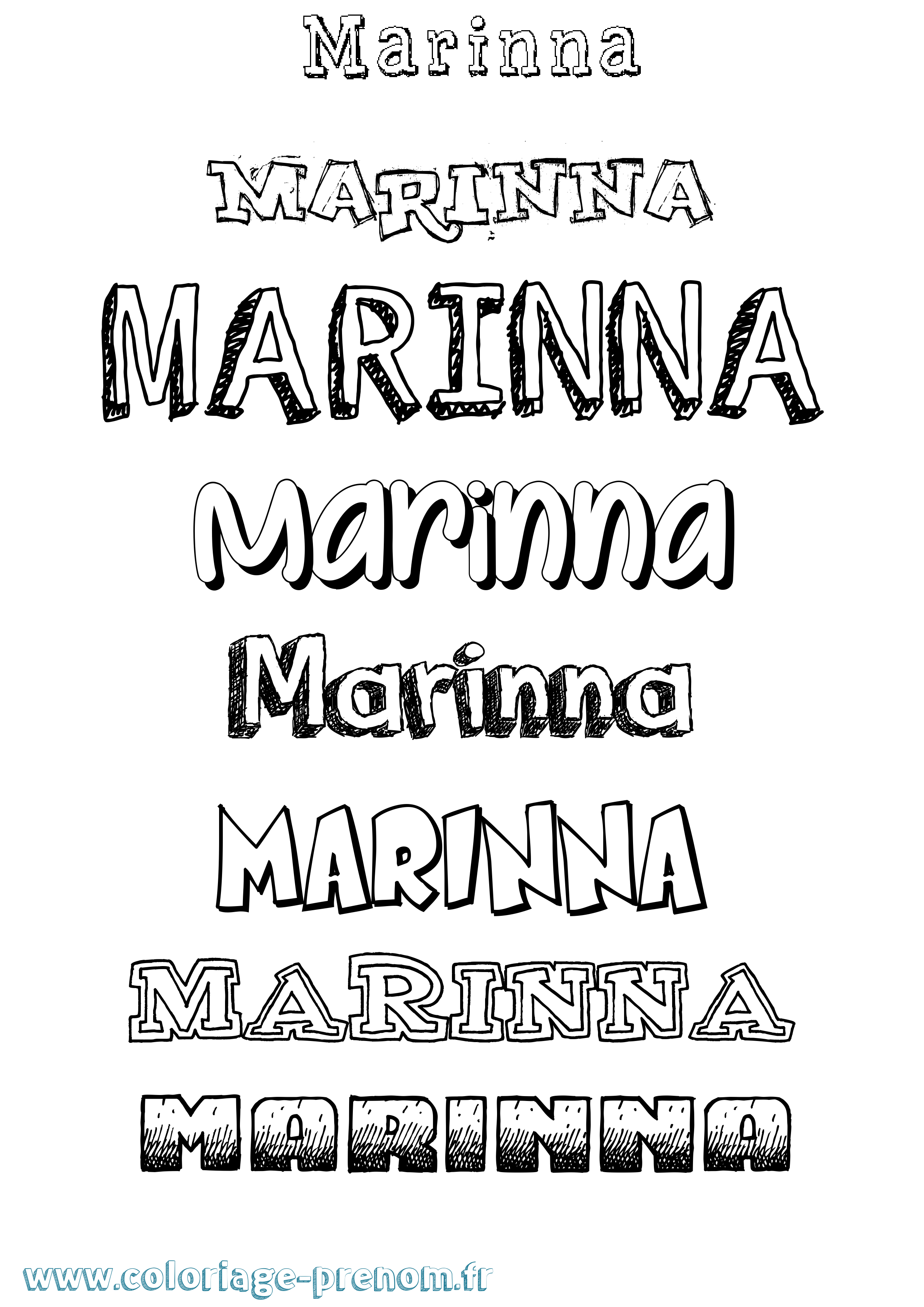 Coloriage Marinna Dessiné Coloriage prénom Marinna Dessiné