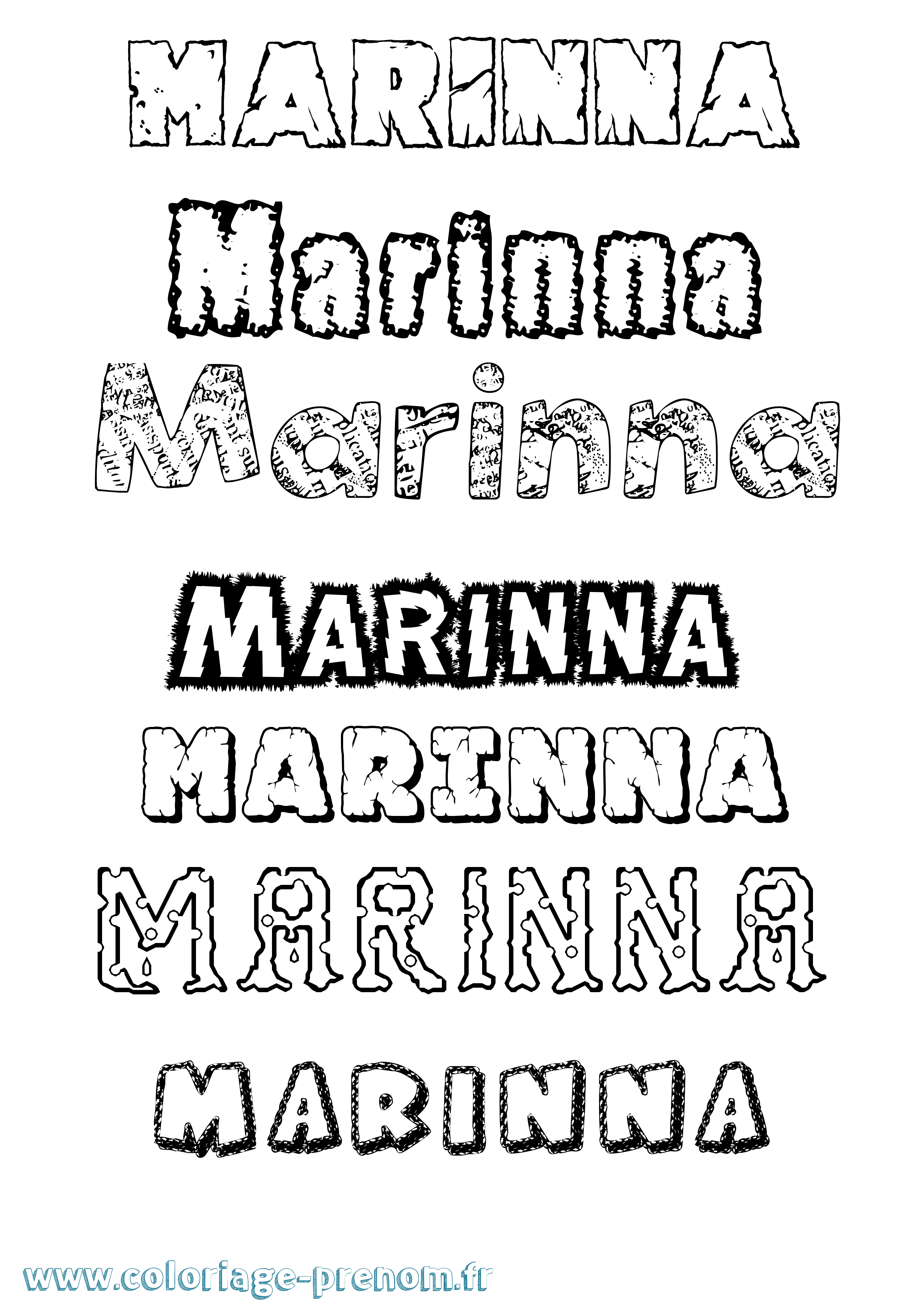 Coloriage Marinna Destructuré Coloriage prénom Marinna Destructuré