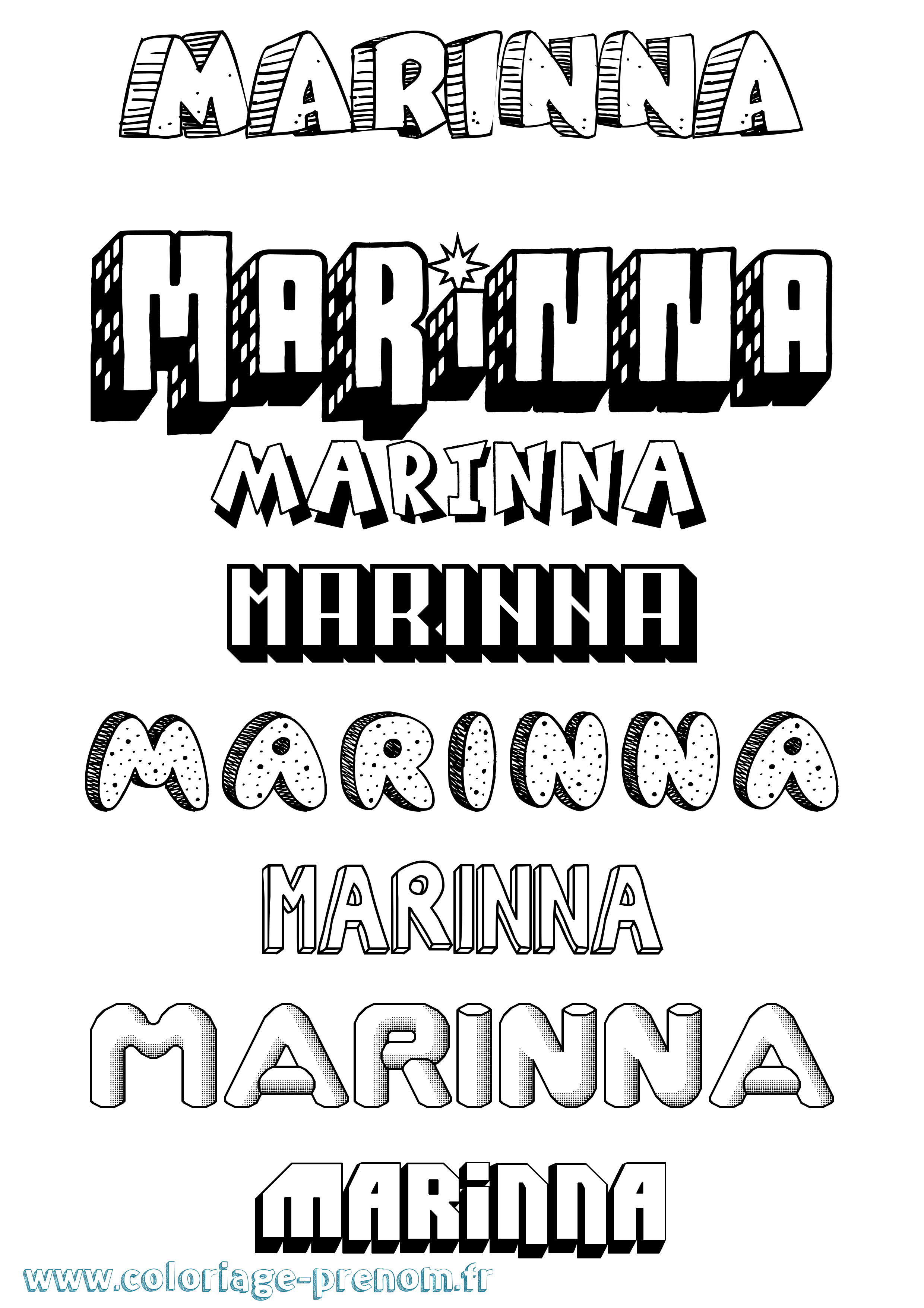 Coloriage Marinna Effet 3D Coloriage prénom Marinna Effet 3D