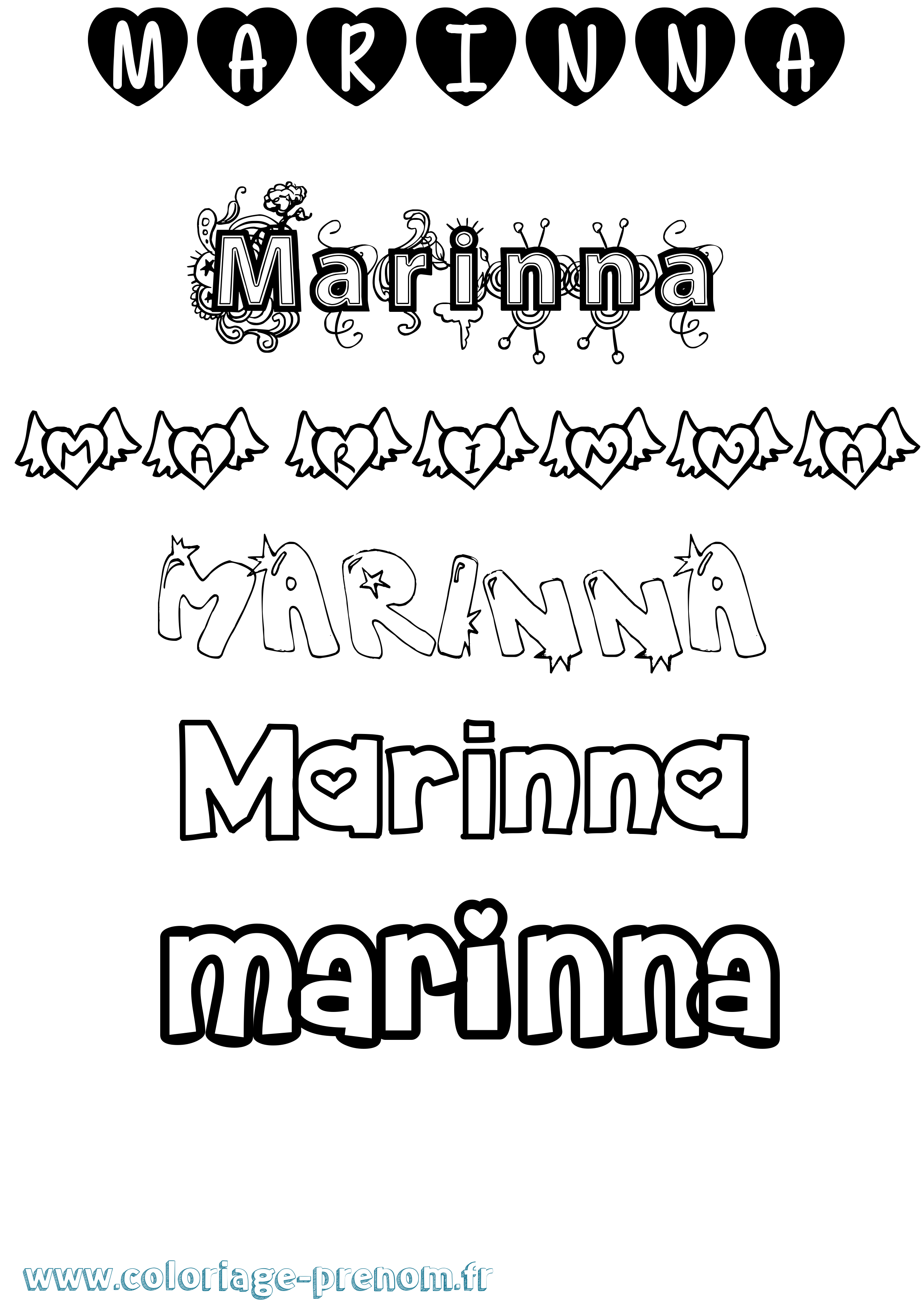 Coloriage Marinna Girly Coloriage prénom Marinna Girly