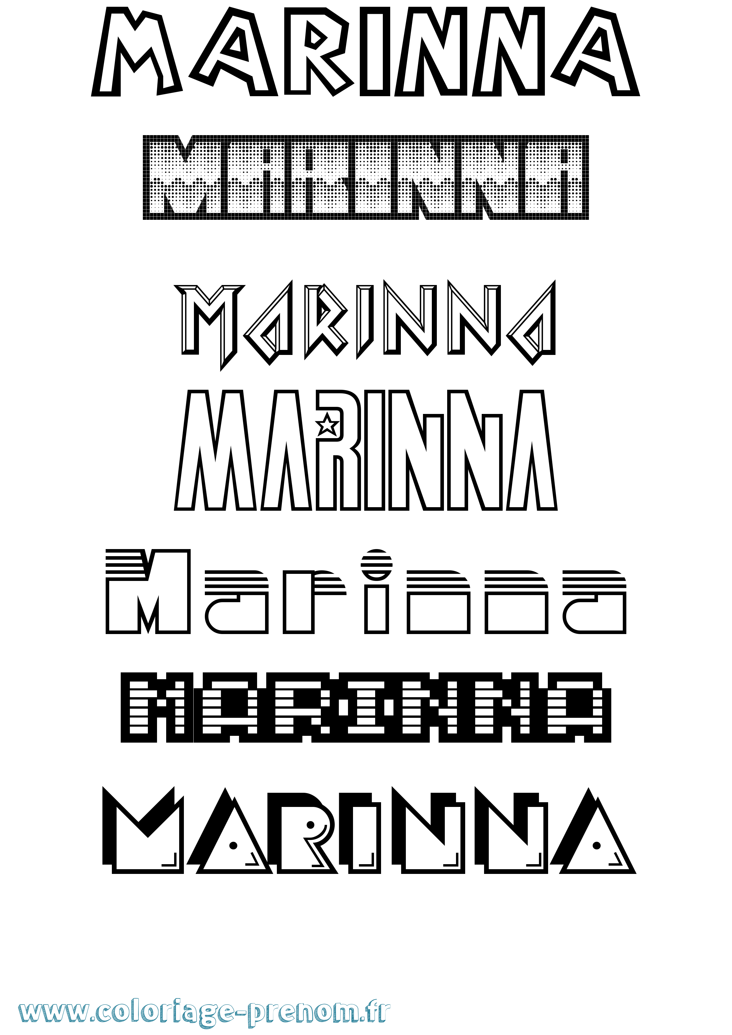 Coloriage Marinna Jeux Vidéos Coloriage prénom Marinna Jeux Vidéos