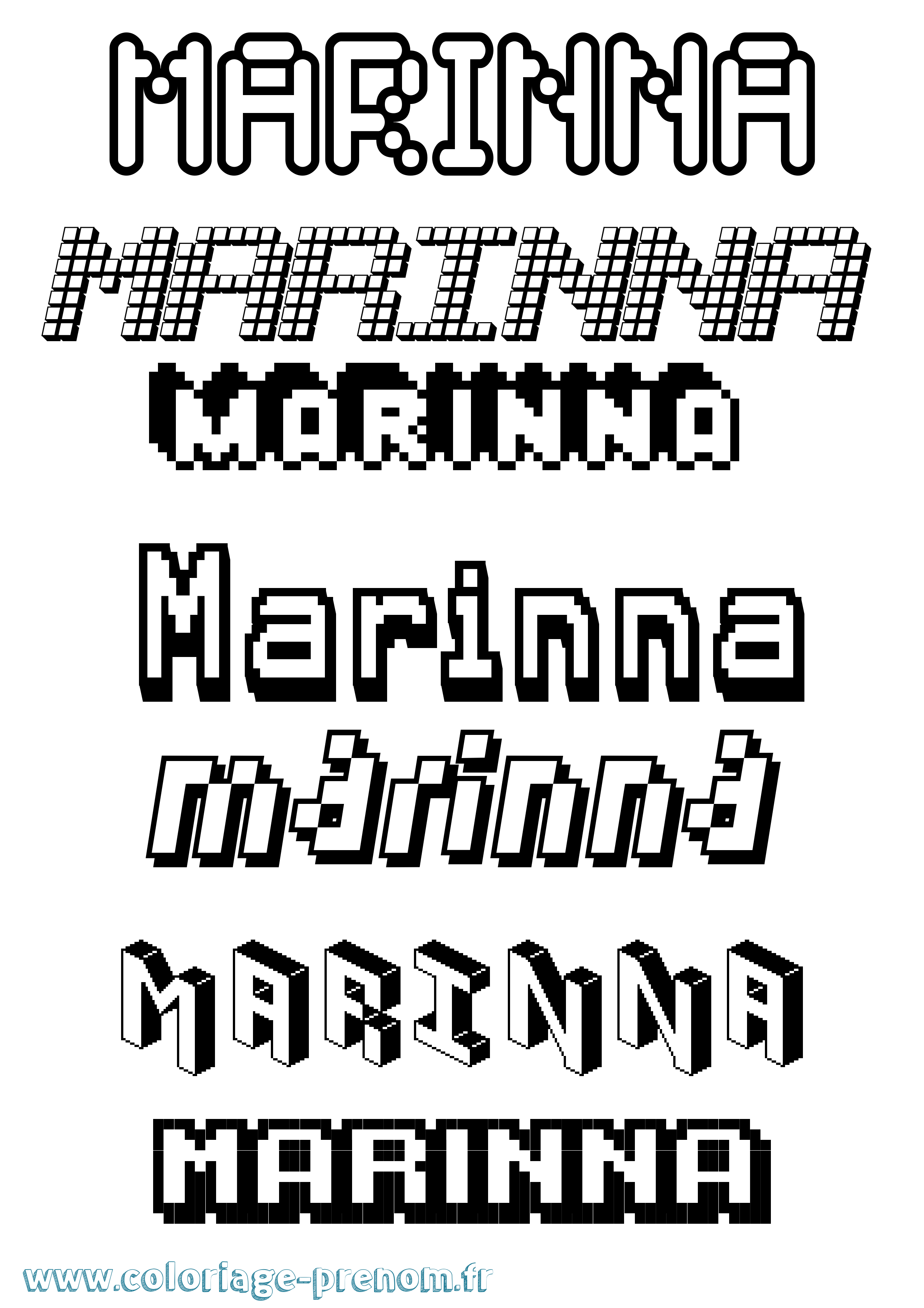 Coloriage Marinna Pixel Coloriage prénom Marinna Pixel