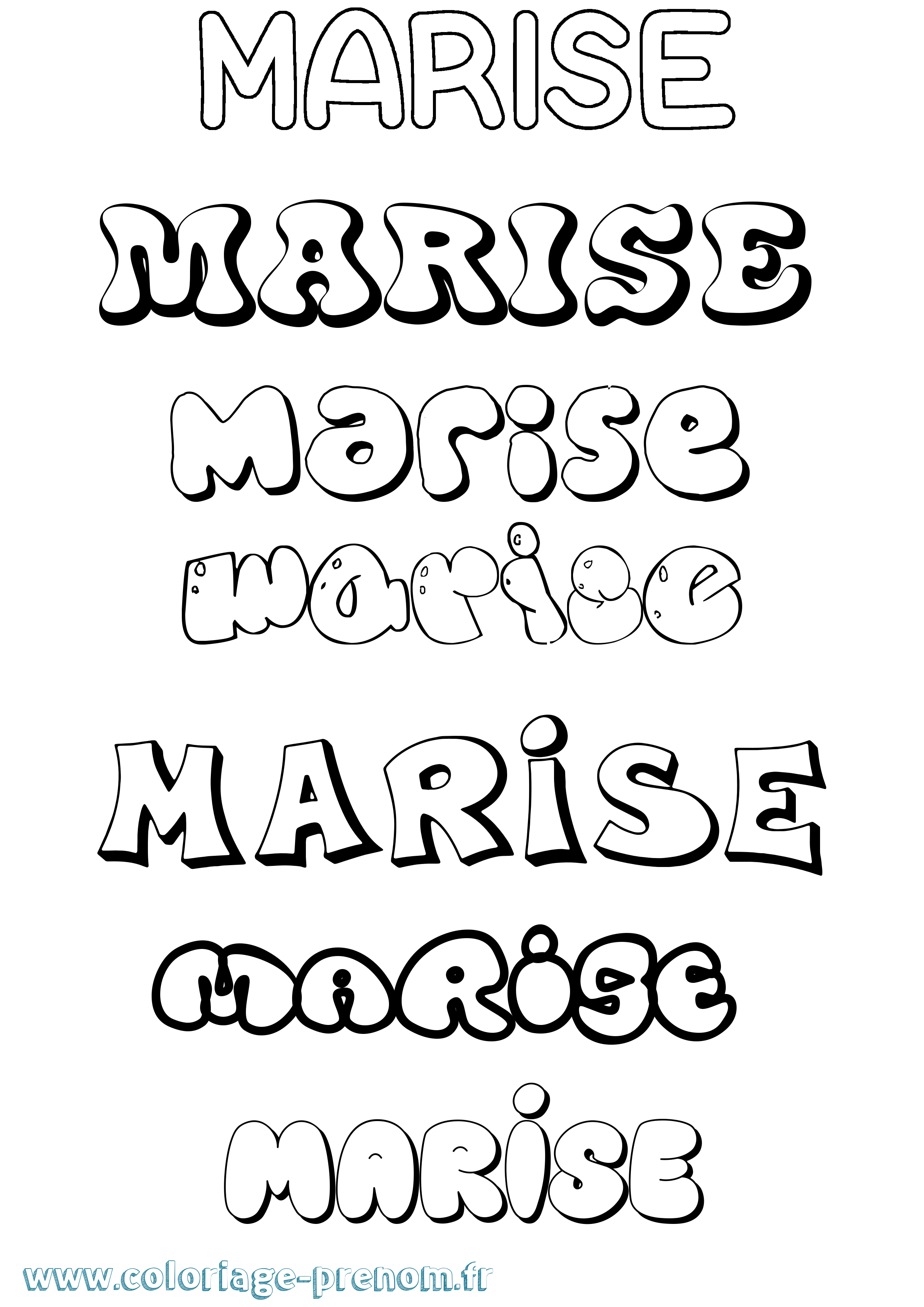Coloriage Marise Bubble Coloriage prénom Marise Bubble