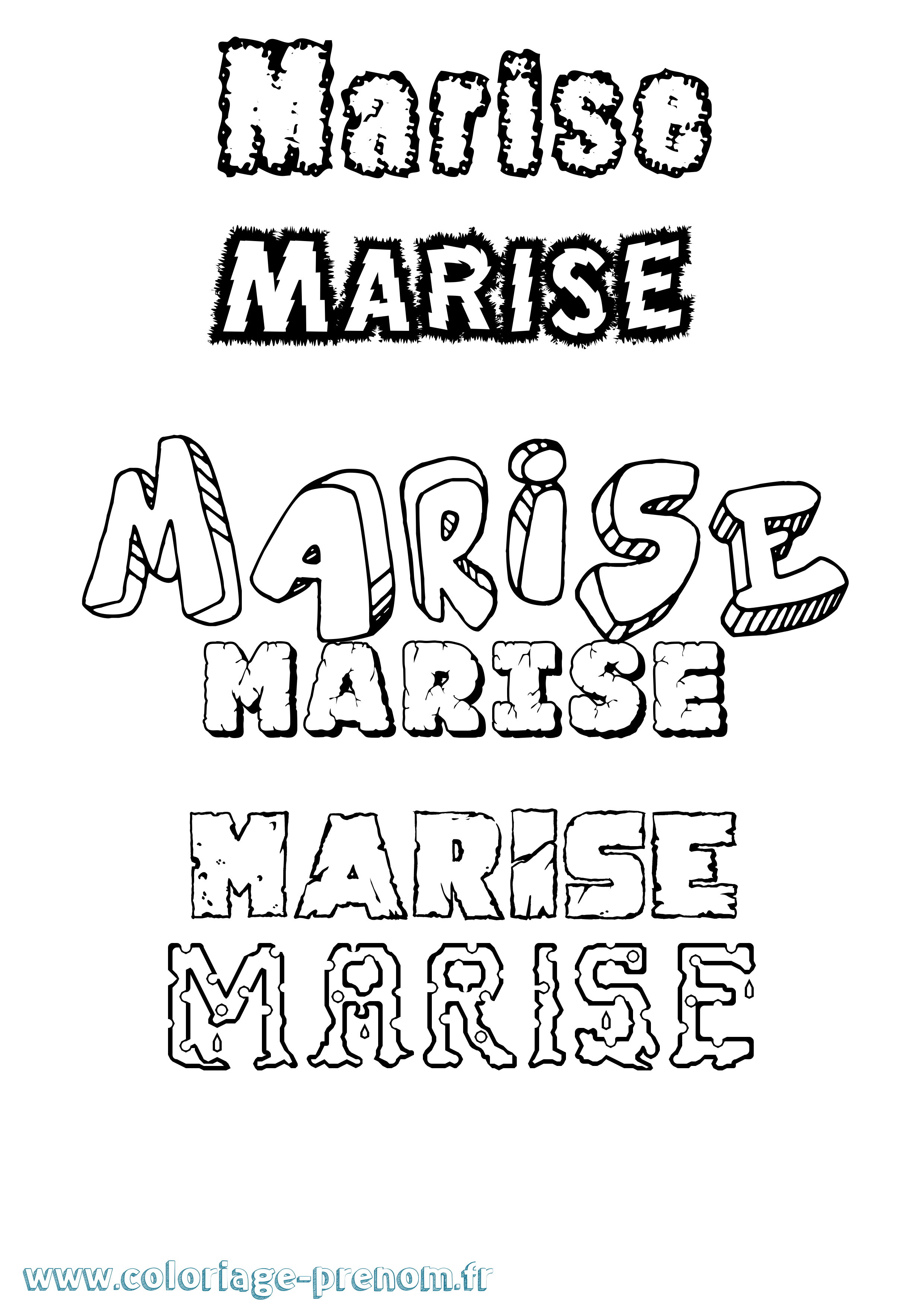 Coloriage Marise Destructuré Coloriage prénom Marise Destructuré