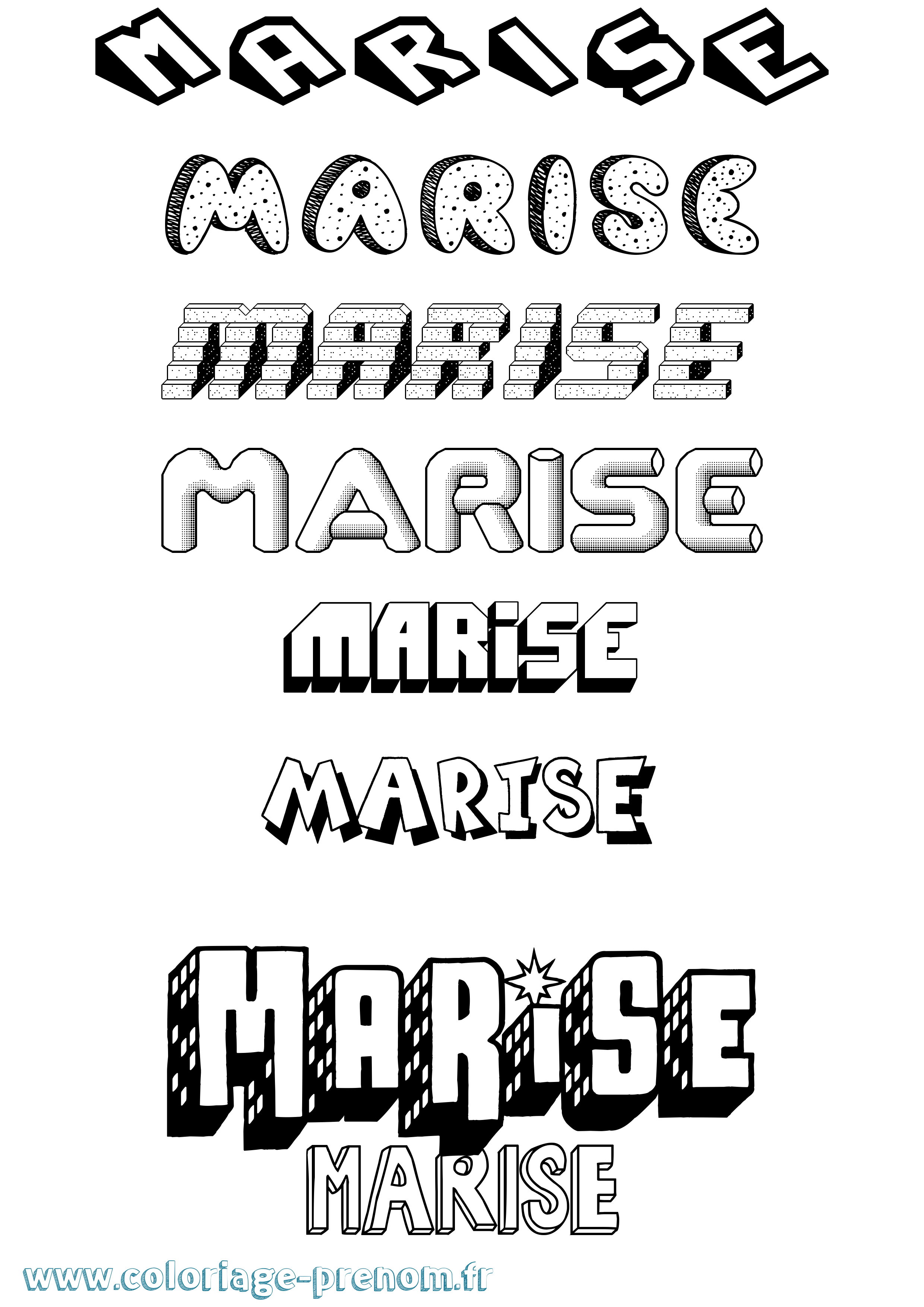 Coloriage Marise Effet 3D Coloriage prénom Marise Effet 3D