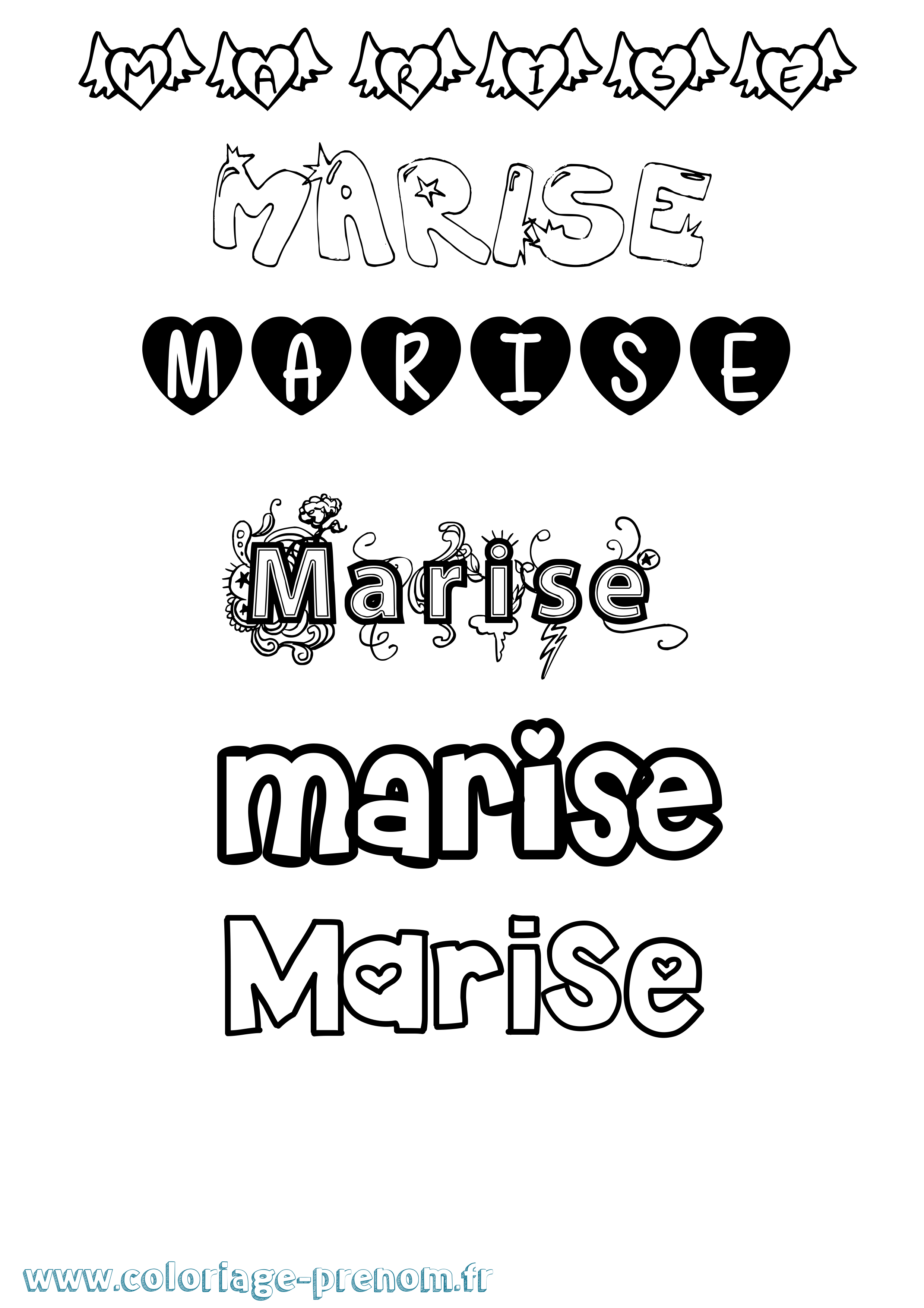 Coloriage Marise Girly Coloriage prénom Marise Girly