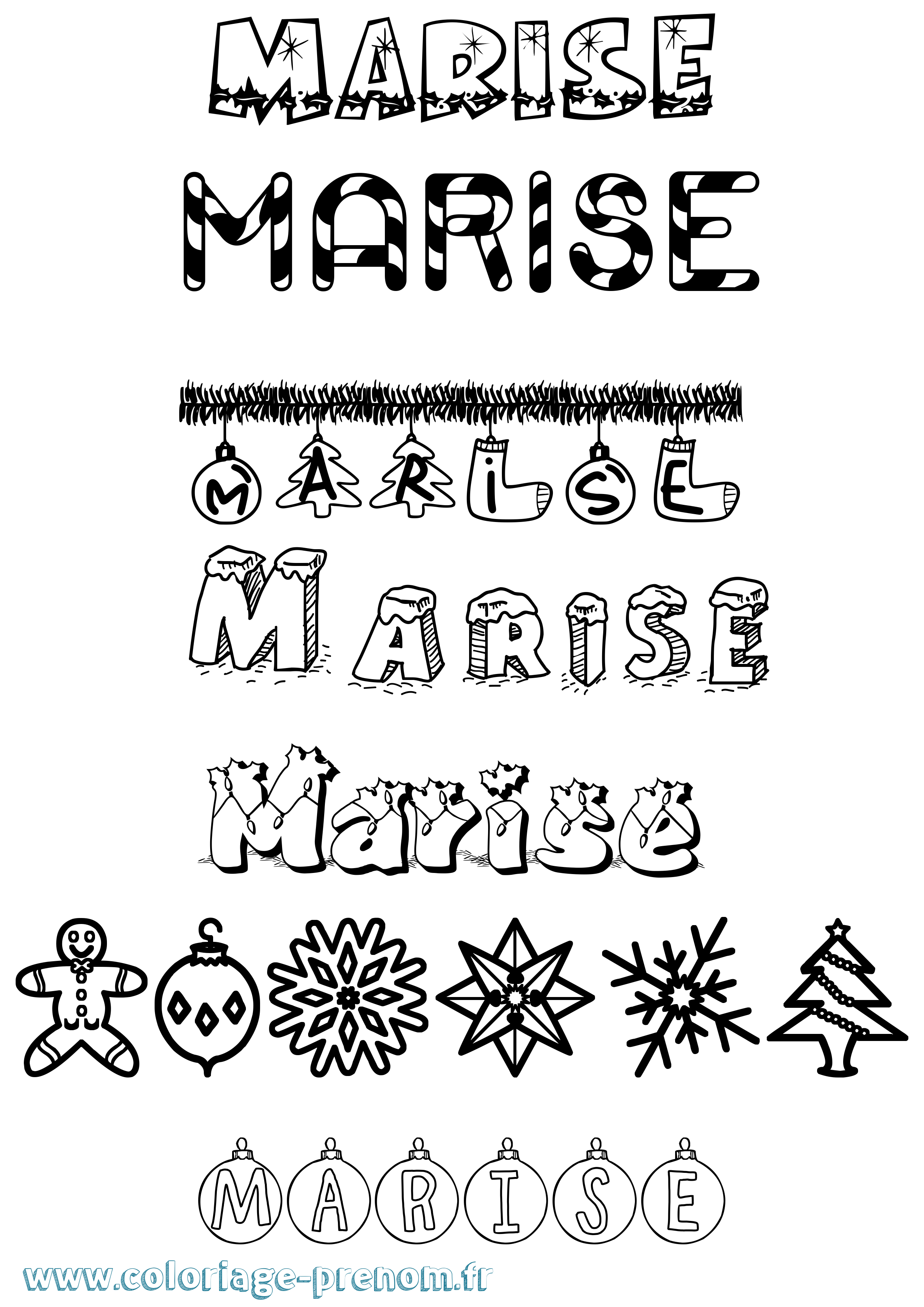Coloriage Marise Noël Coloriage prénom Marise Noël