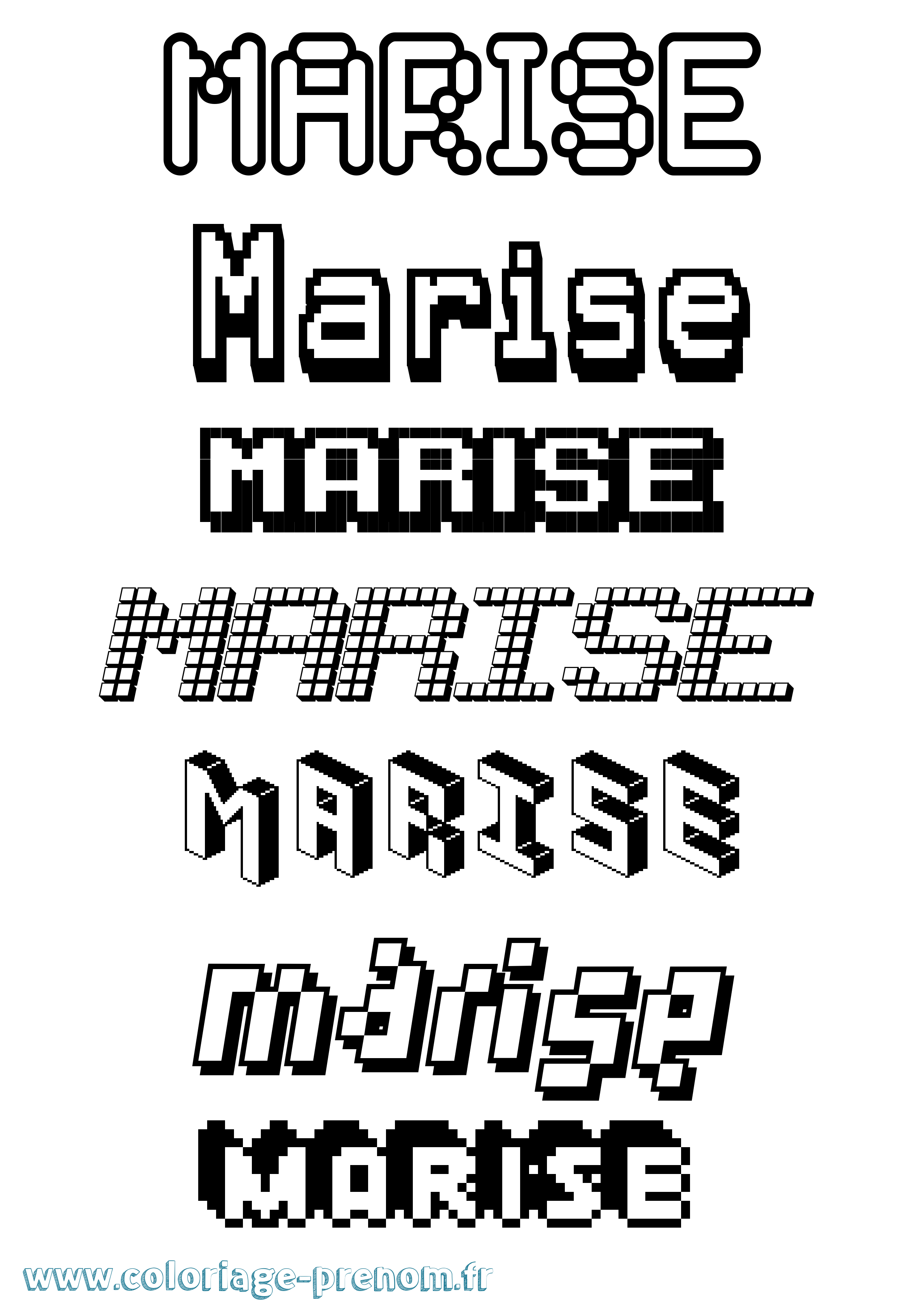 Coloriage Marise Pixel Coloriage prénom Marise Pixel