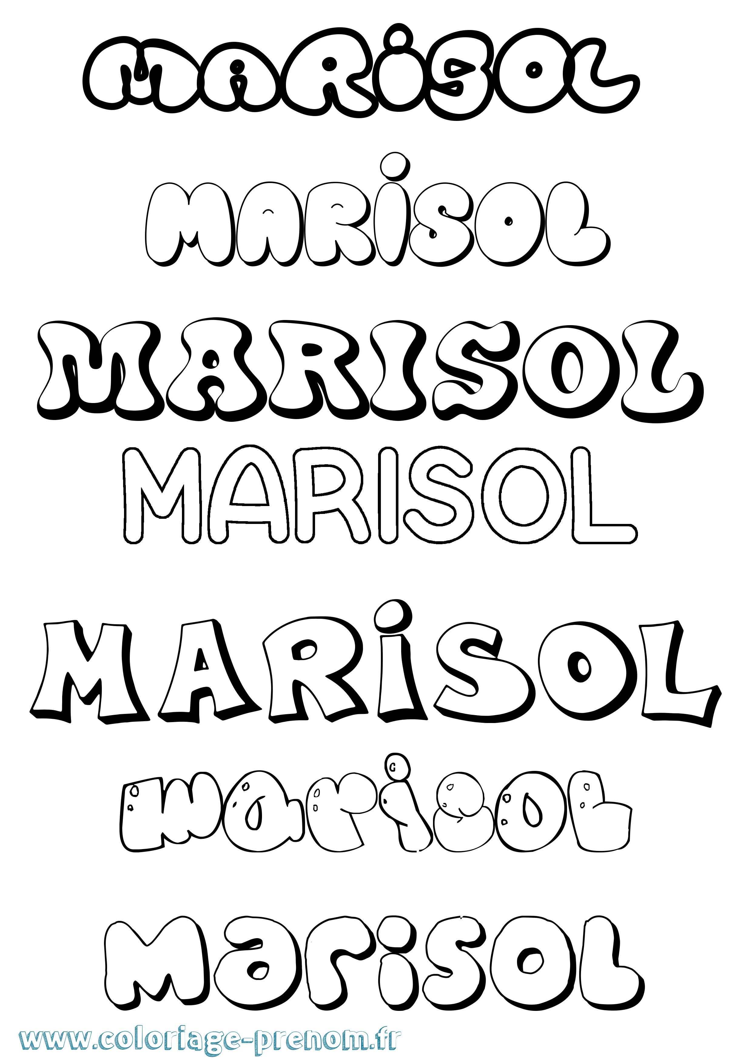 Coloriage Marisol Bubble Coloriage prénom Marisol Bubble