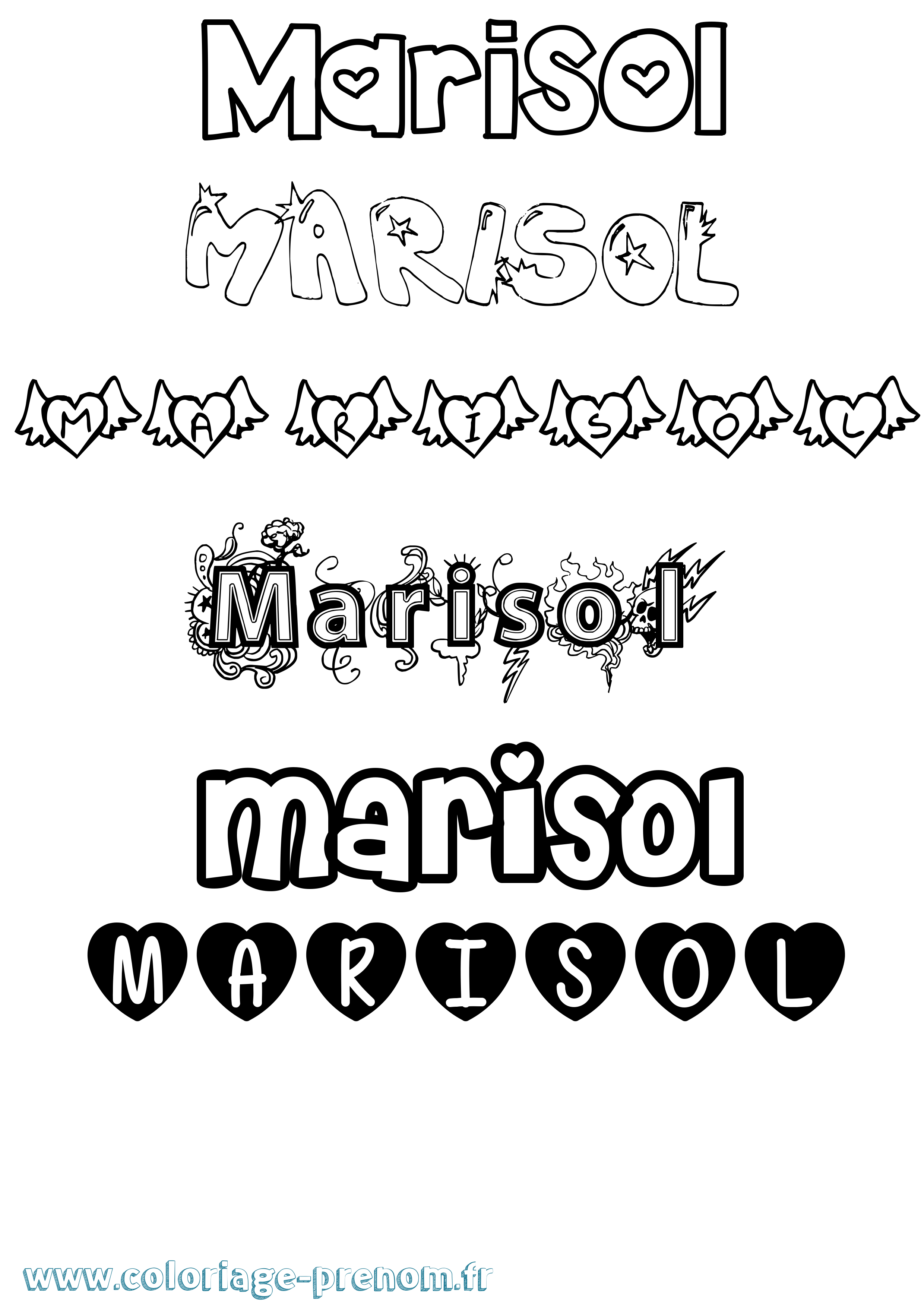 Coloriage Marisol Girly Coloriage prénom Marisol Girly