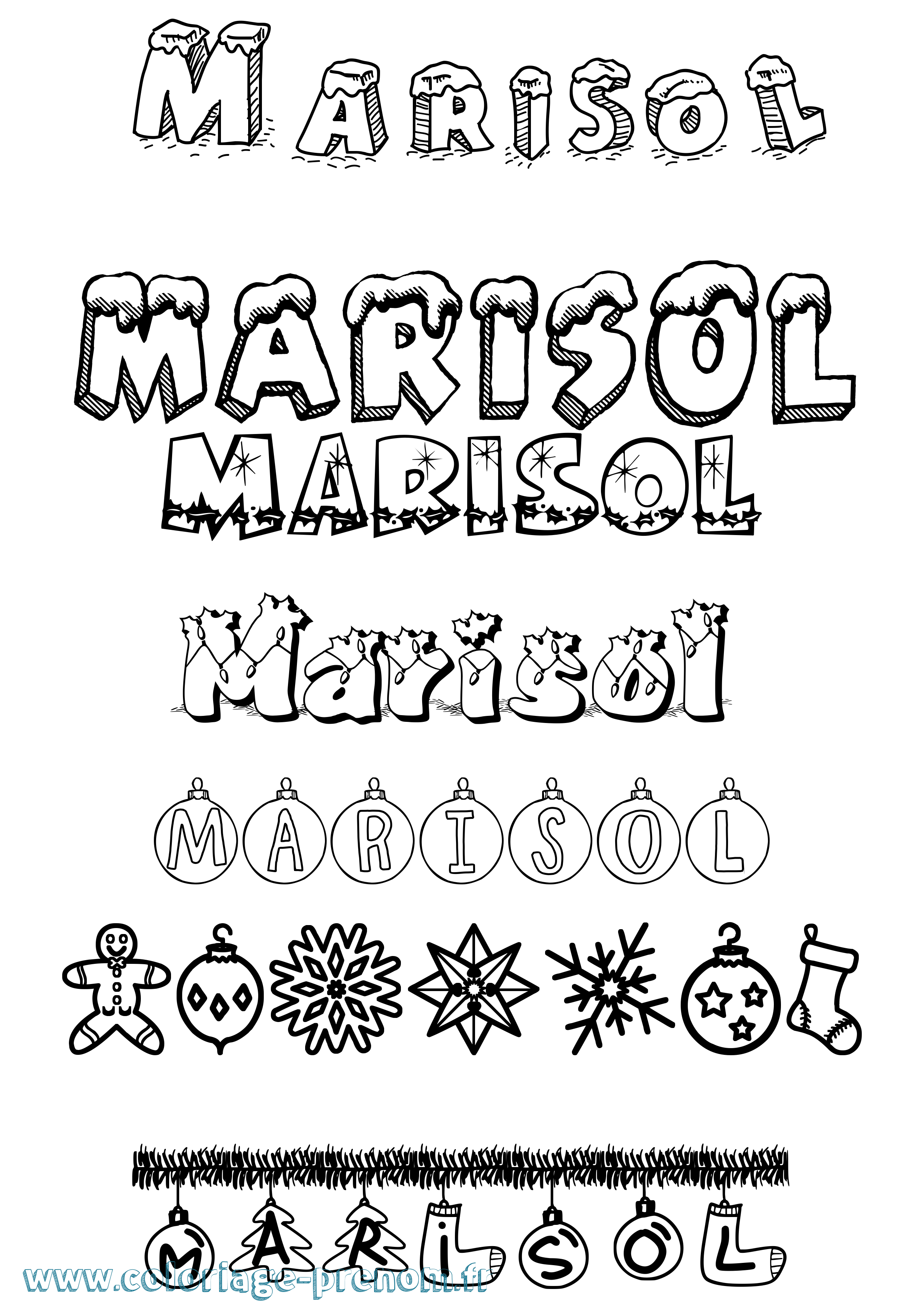 Coloriage Marisol Noël Coloriage prénom Marisol Noël