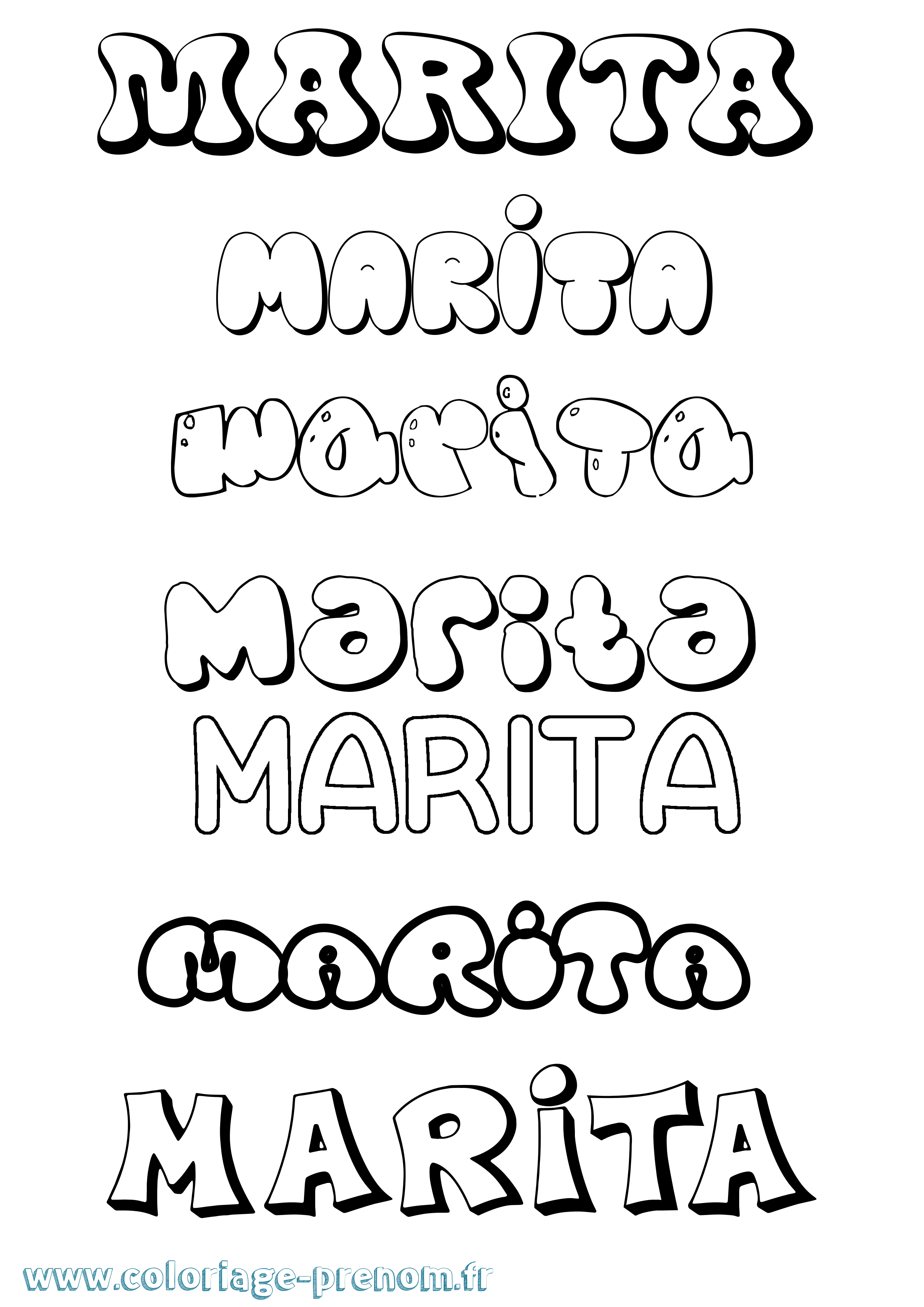 Coloriage Marita Bubble Coloriage prénom Marita Bubble
