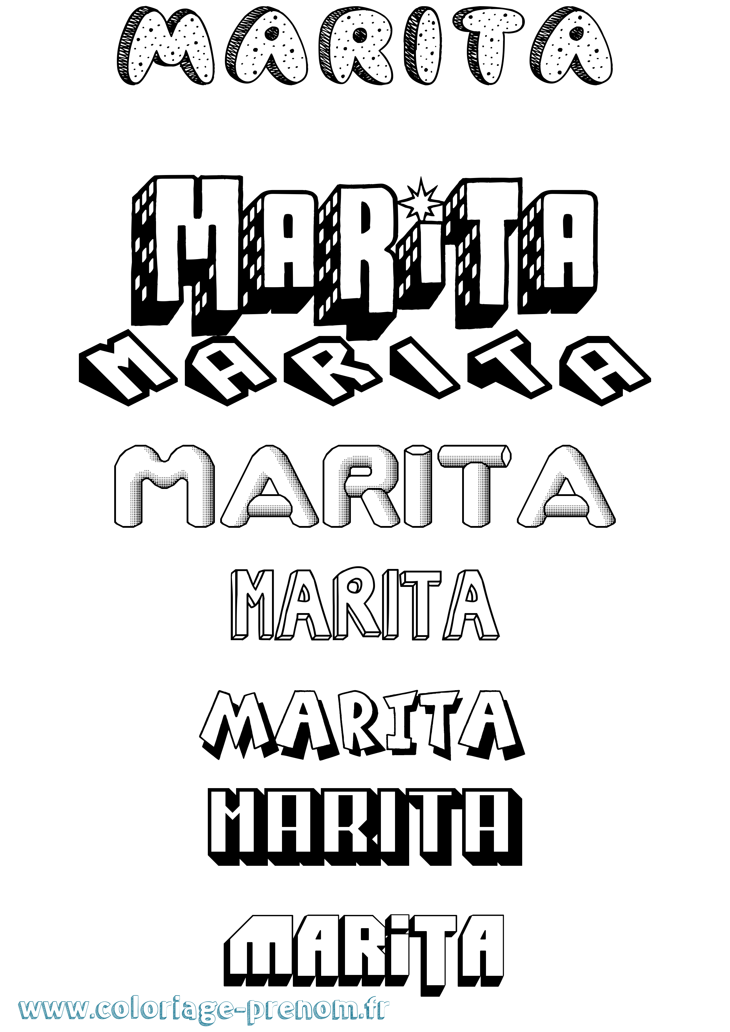 Coloriage Marita Effet 3D Coloriage prénom Marita Effet 3D