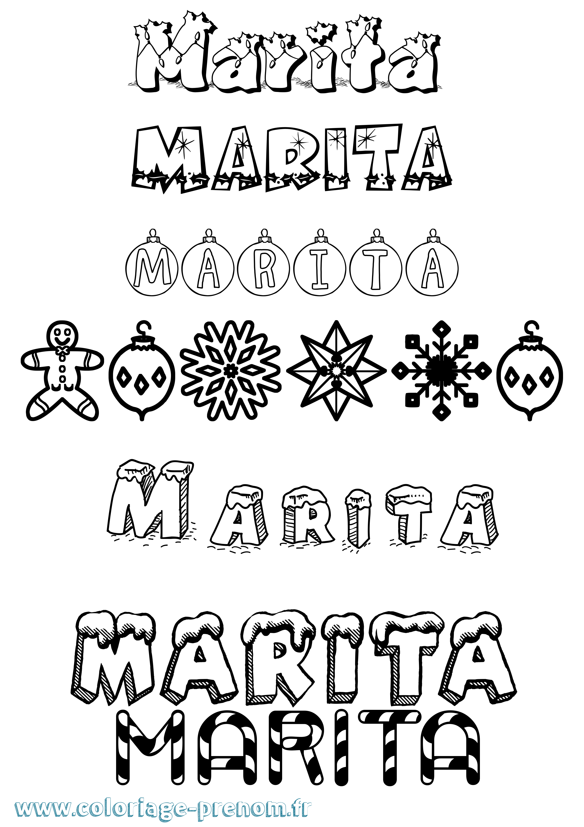 Coloriage Marita Noël Coloriage prénom Marita Noël