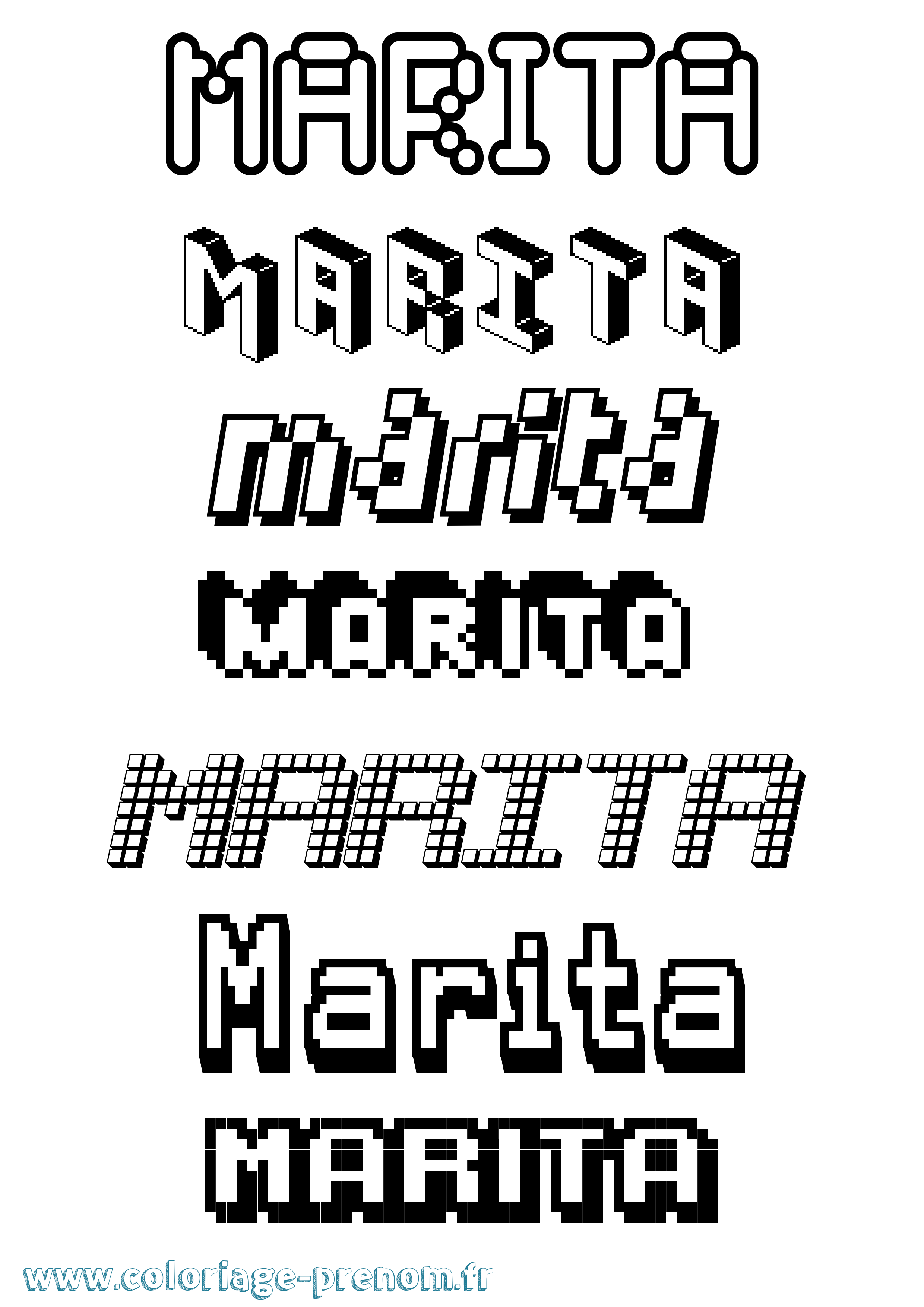 Coloriage Marita Pixel Coloriage prénom Marita Pixel