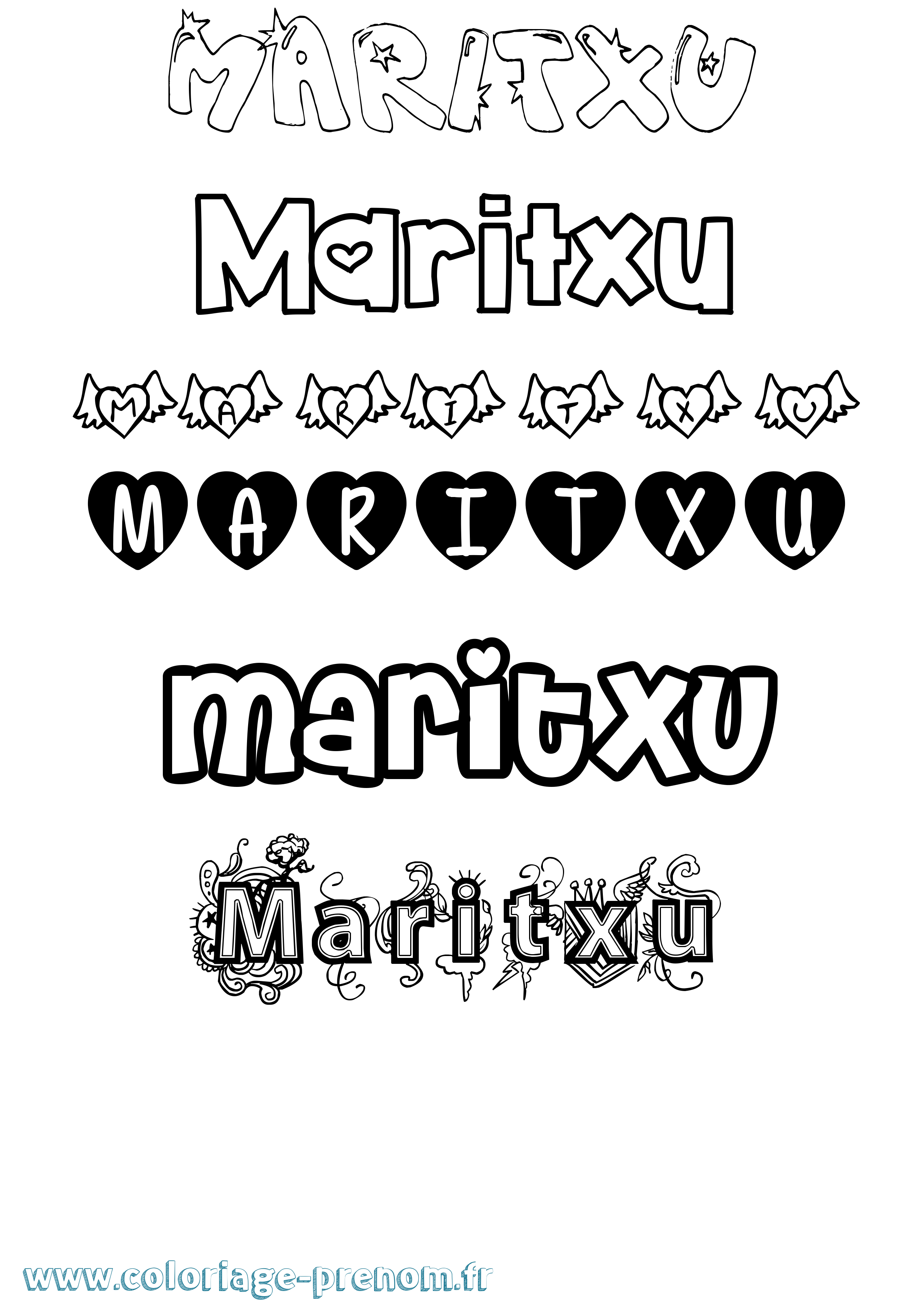 Coloriage Maritxu Girly Coloriage prénom Maritxu Girly