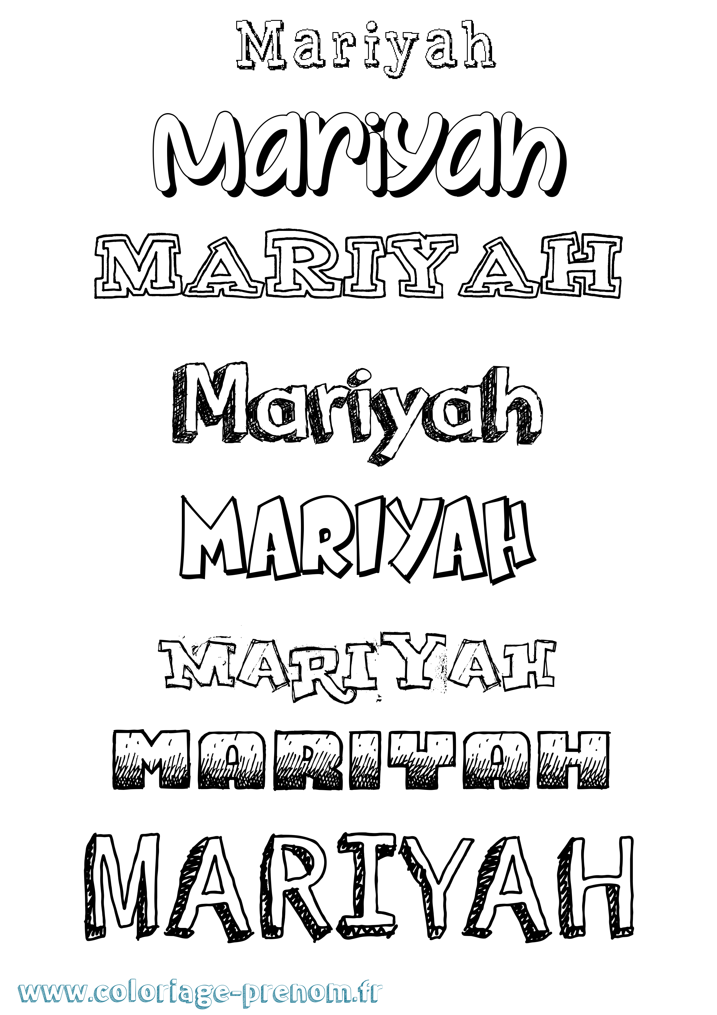 Coloriage Mariyah Dessiné Coloriage prénom Mariyah Dessiné