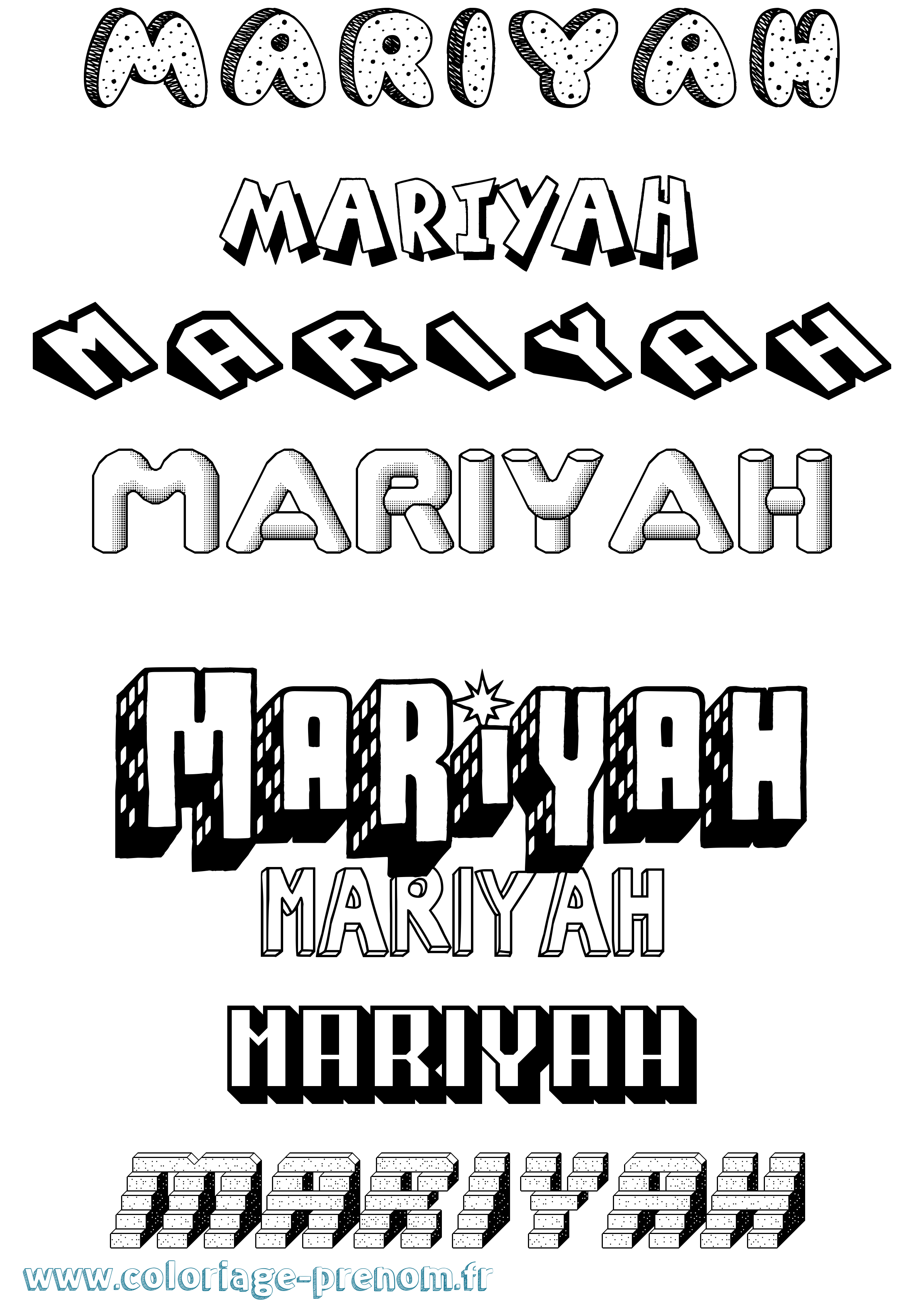Coloriage Mariyah Effet 3D Coloriage prénom Mariyah Effet 3D